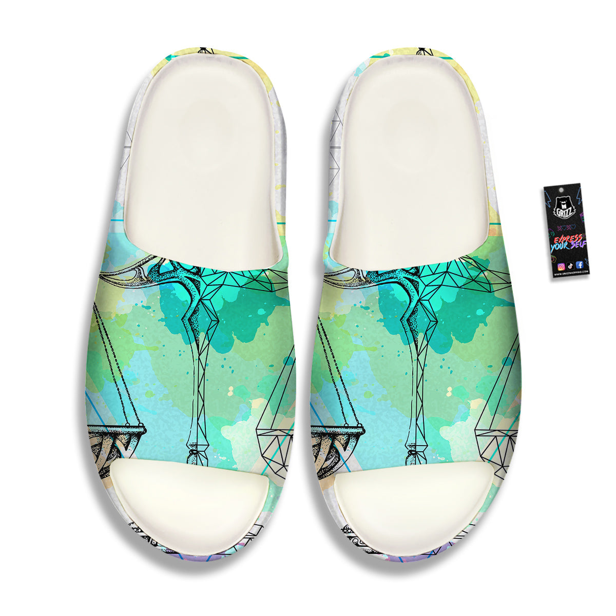Libra Sign Colorful Print Sandals-grizzshop