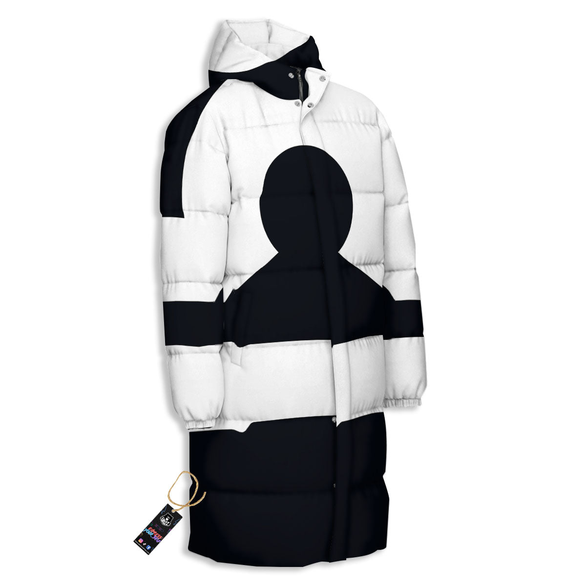 Libra Sign White And Black Print Long Down Jacket