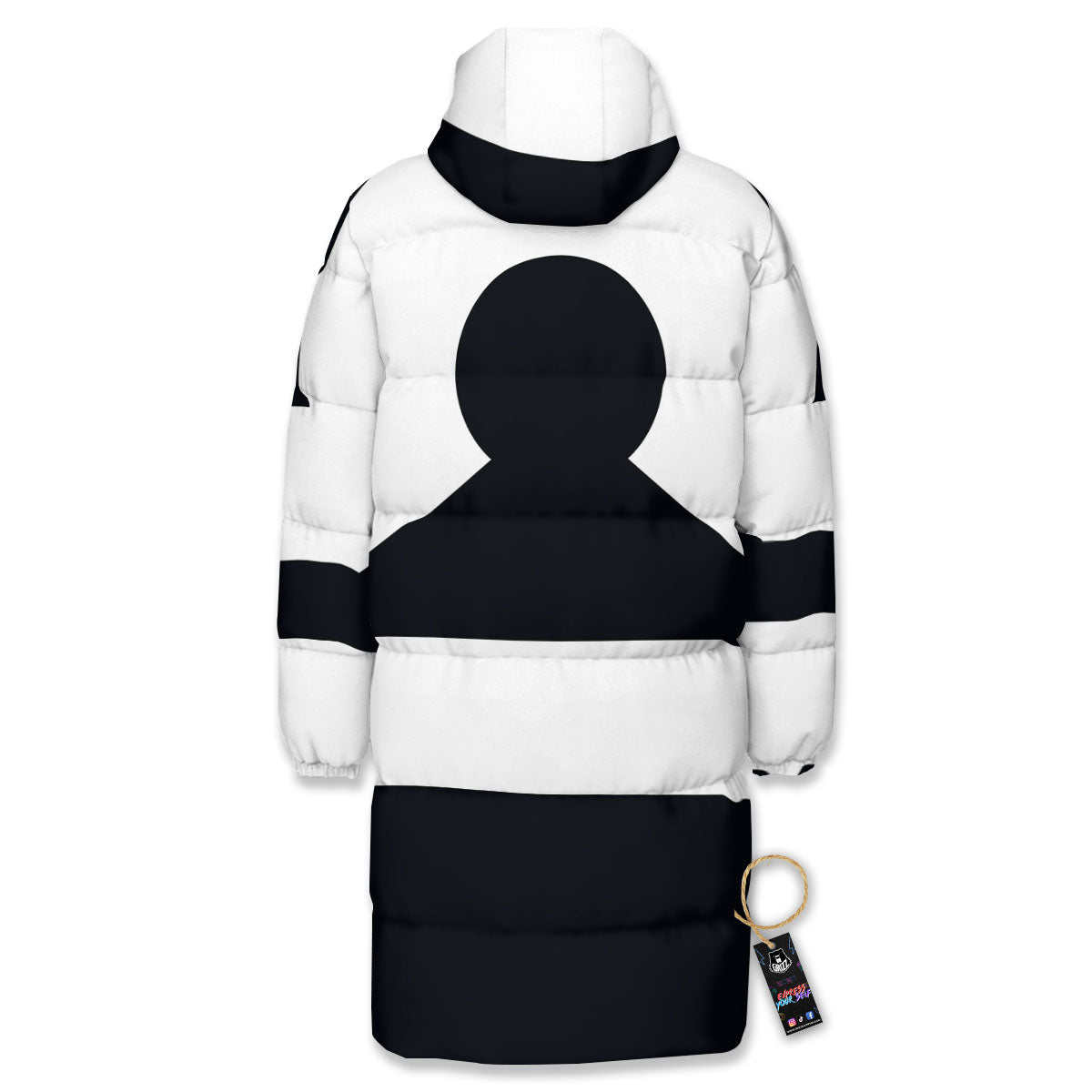 Libra Sign White And Black Print Long Down Jacket