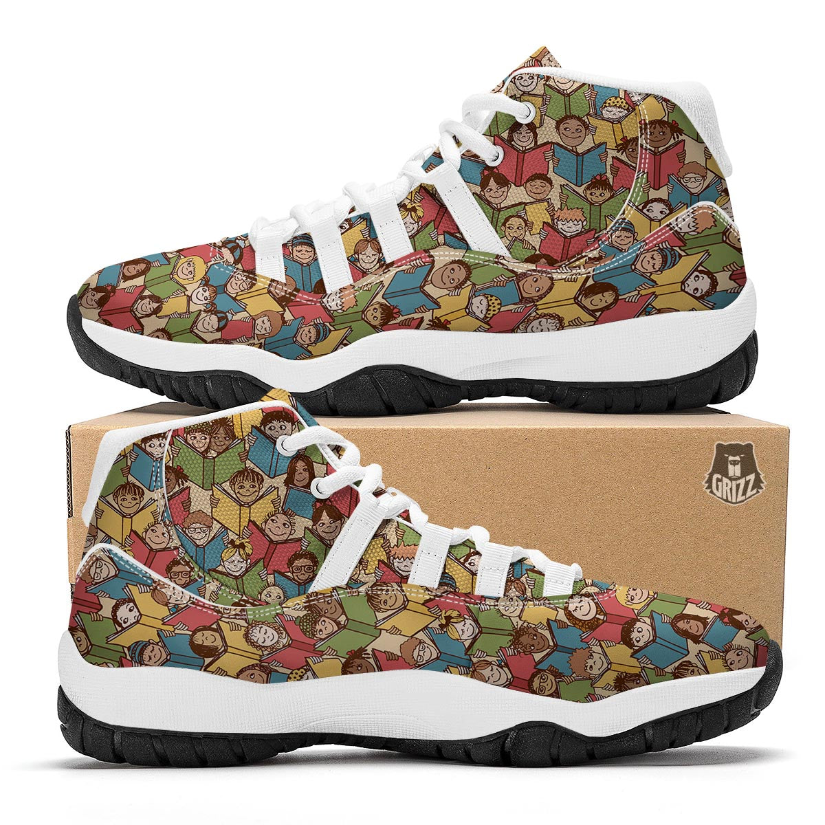 Librarian Library Book Lover Pattern Print White Bball Shoes-grizzshop