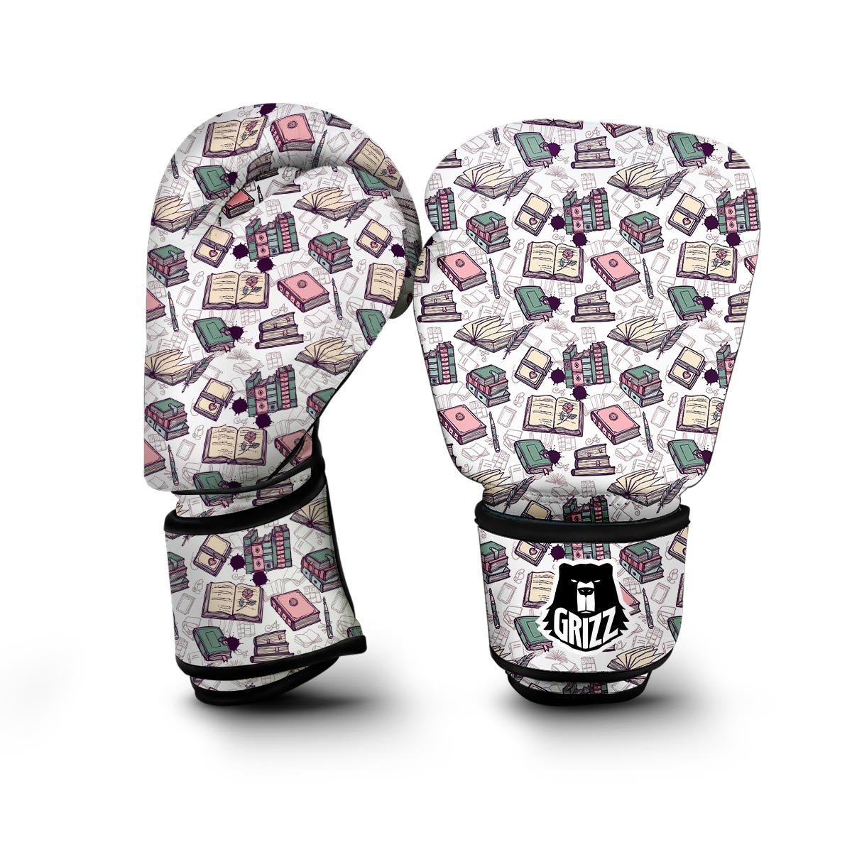 Library Librarian Book Lover Pattern Print Boxing Gloves-grizzshop