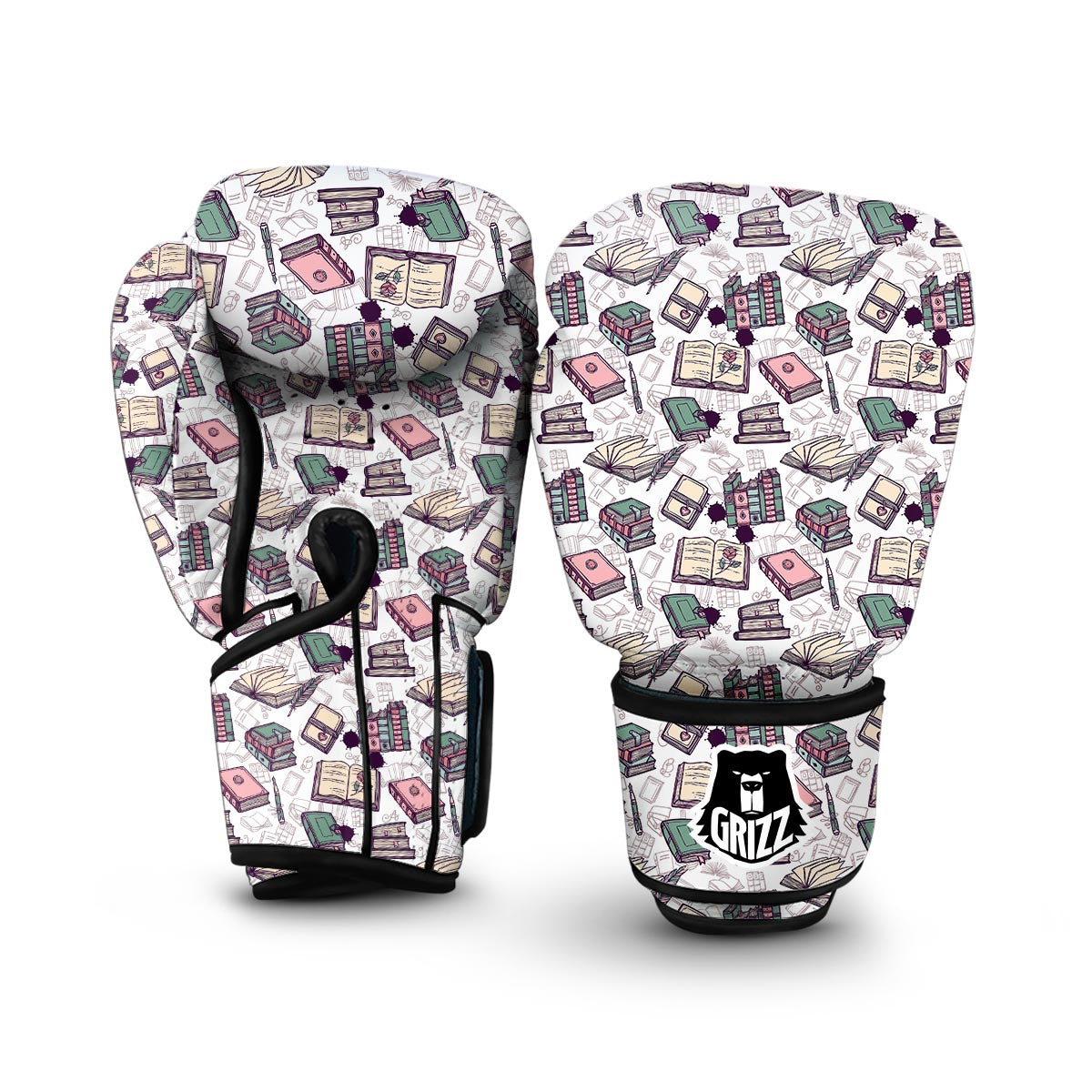 Library Librarian Book Lover Pattern Print Boxing Gloves-grizzshop