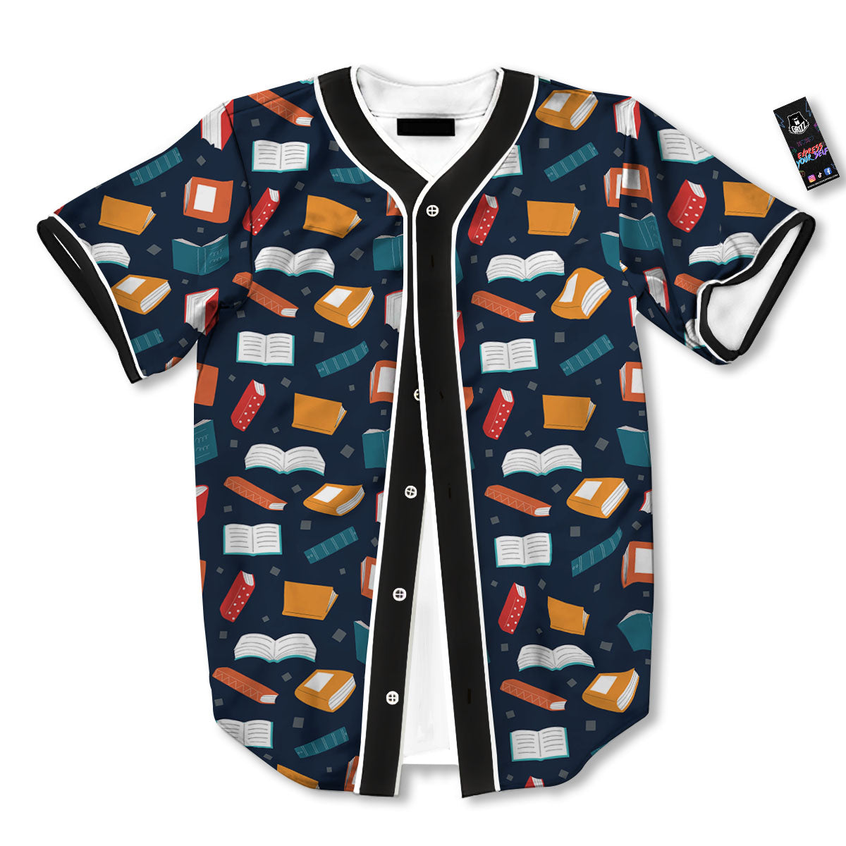 Library Reading Print Pattern Baseball Jersey-grizzshop