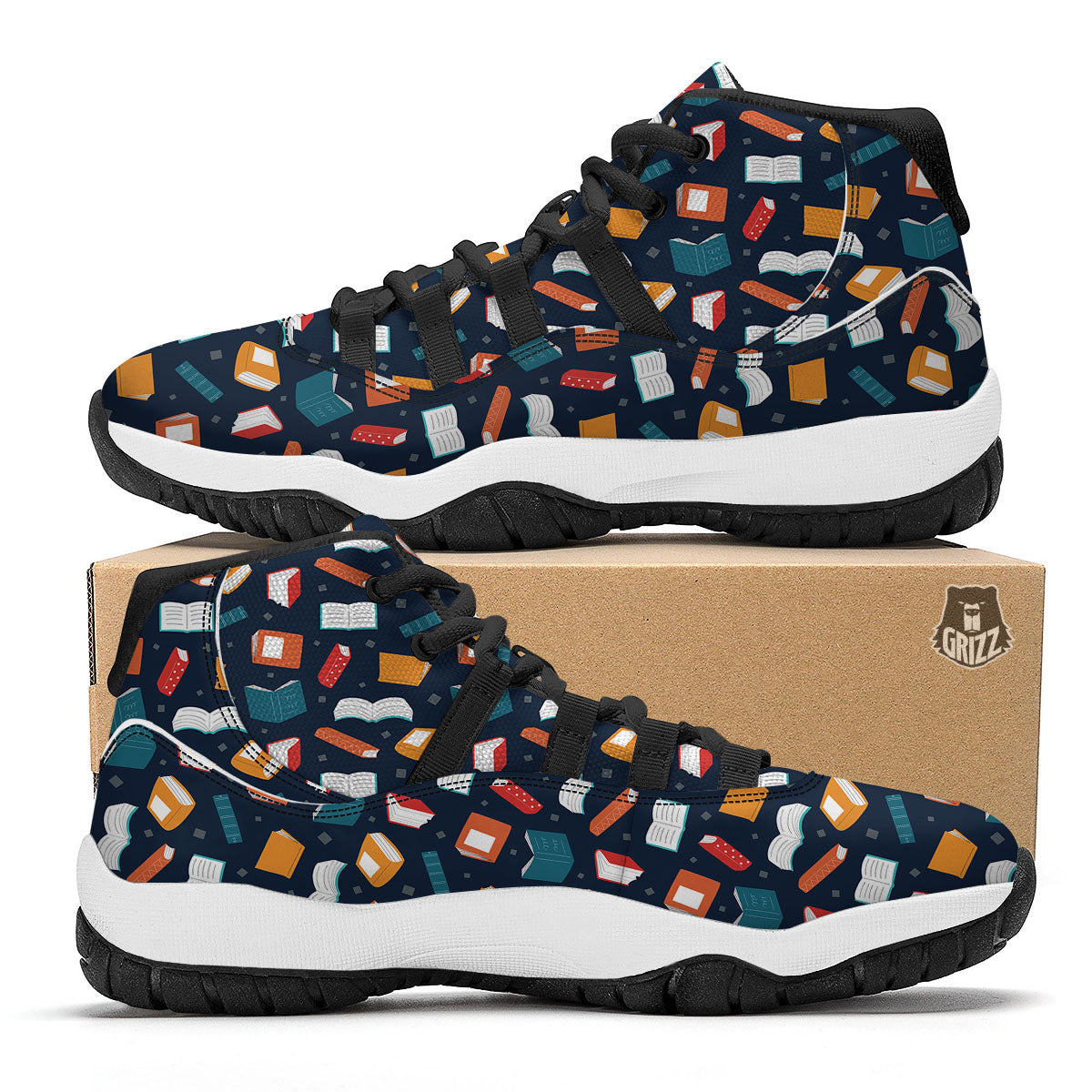 Library Reading Print Pattern Black Bball Shoes-grizzshop