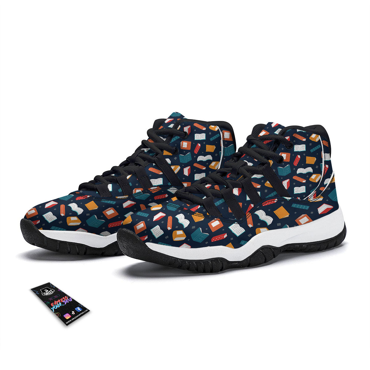 Library Reading Print Pattern Black Bball Shoes-grizzshop