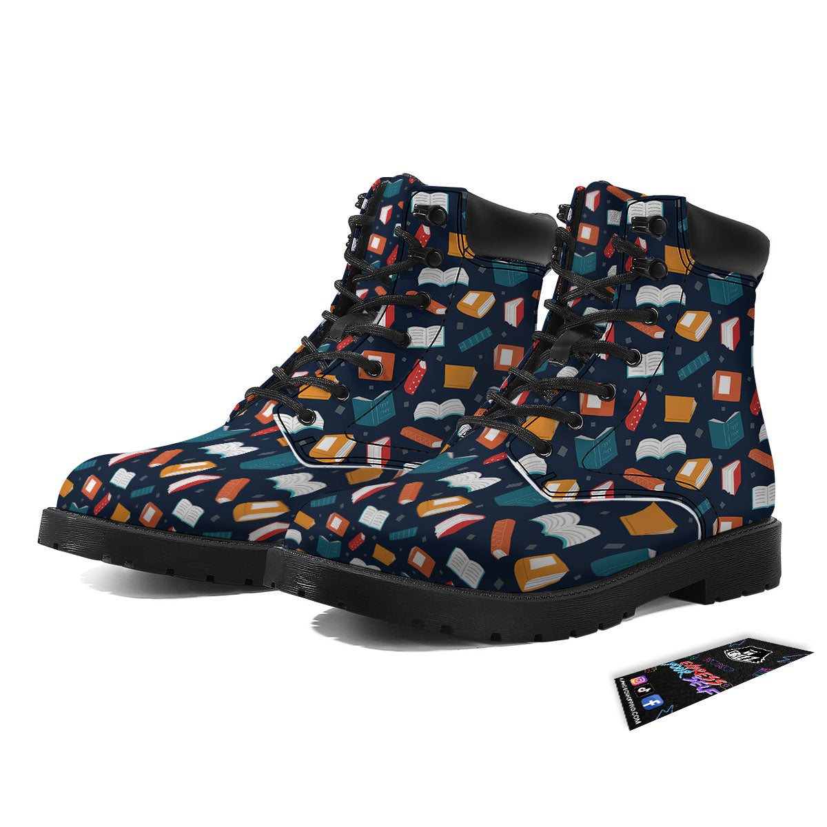 Library Reading Print Pattern Boots-grizzshop