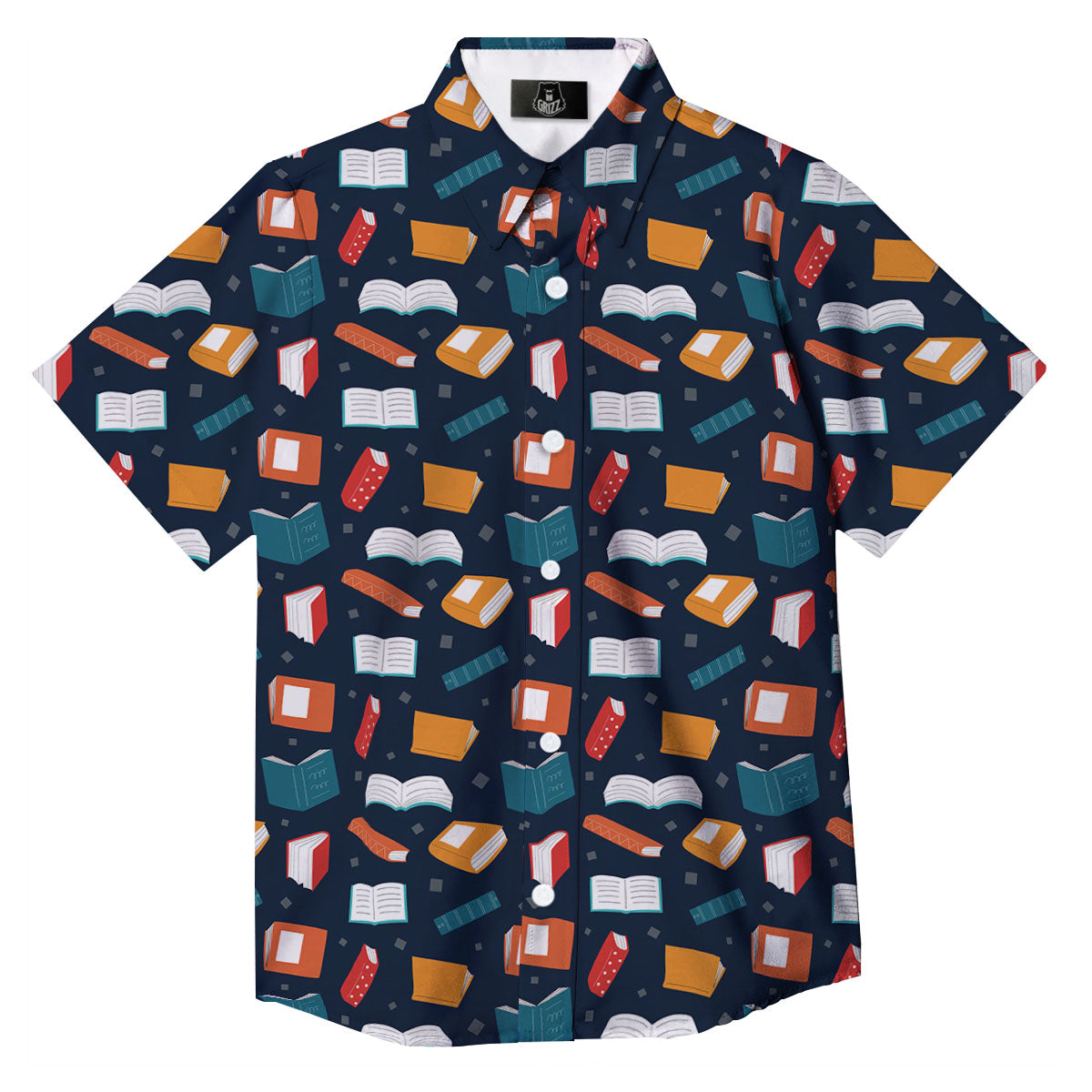 Library Reading Print Pattern Button Up Shirt-grizzshop