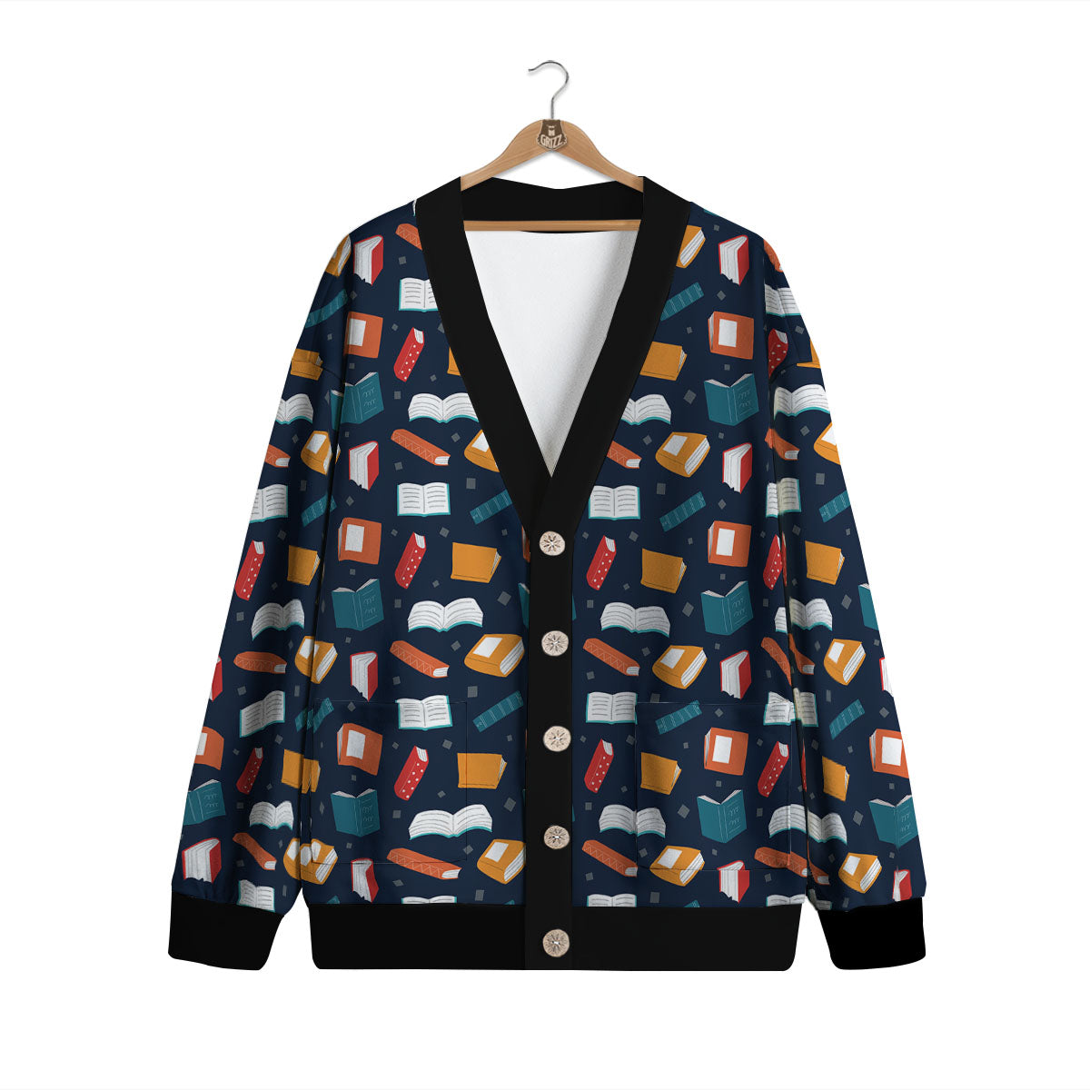 Library Reading Print Pattern Cardigan-grizzshop