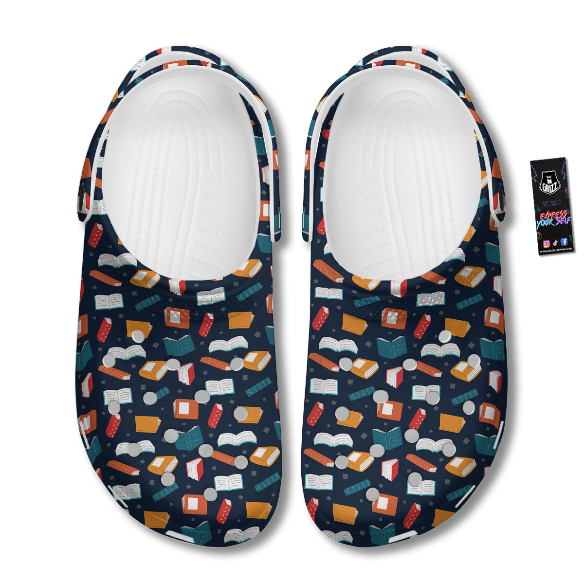 Library Reading Print Pattern Clog-grizzshop