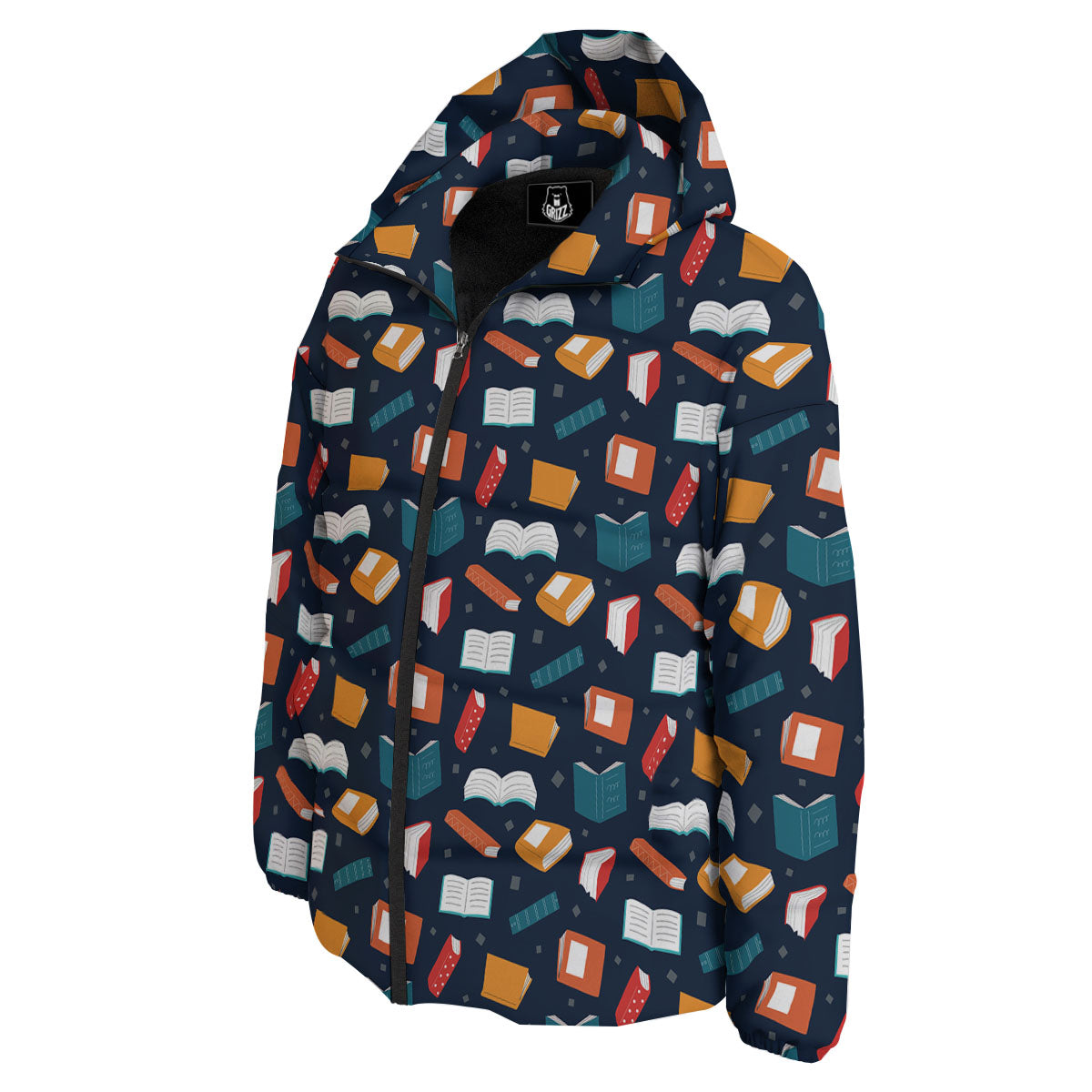 Library Reading Print Pattern Down Jacket-grizzshop