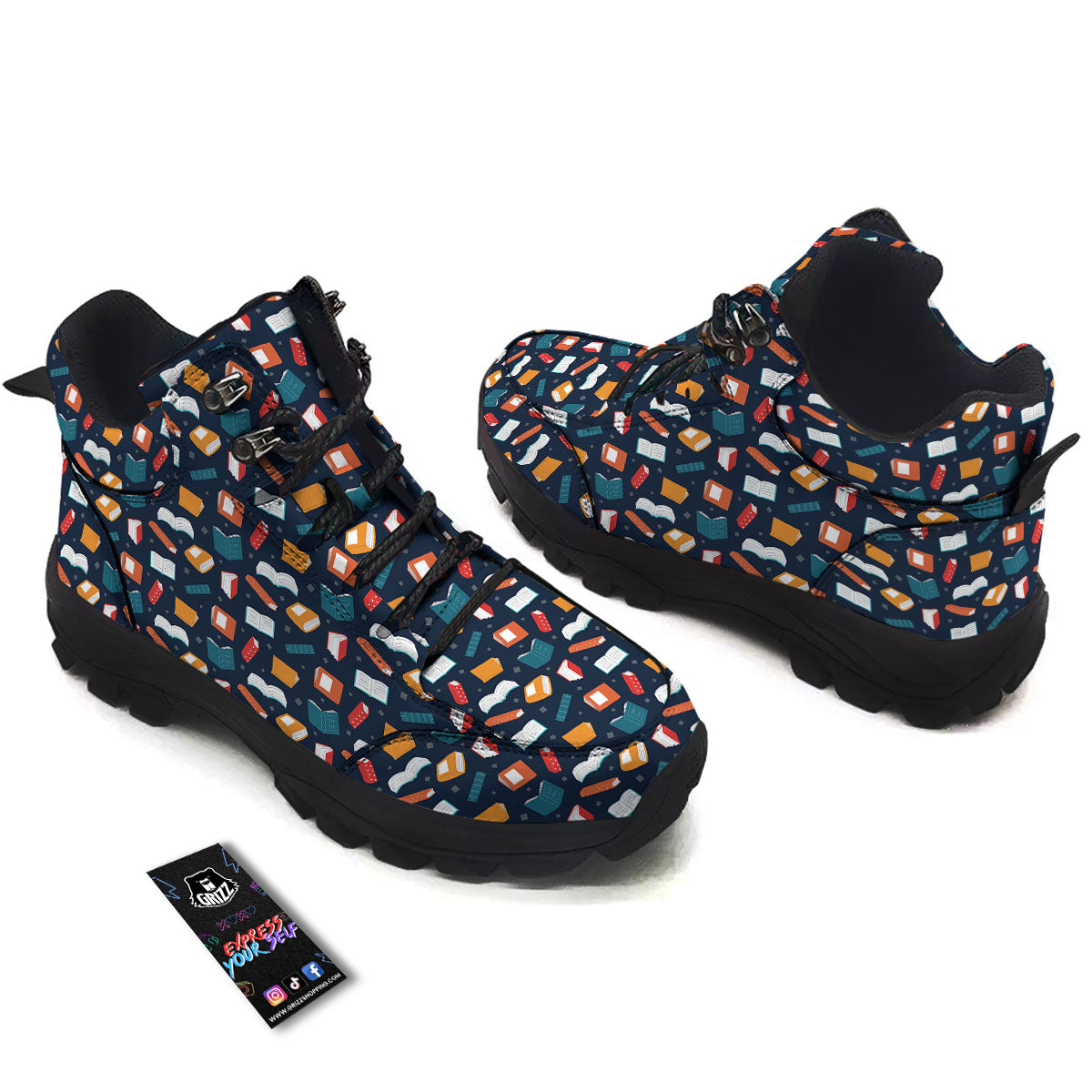Library Reading Print Pattern Hiking Shoes-grizzshop