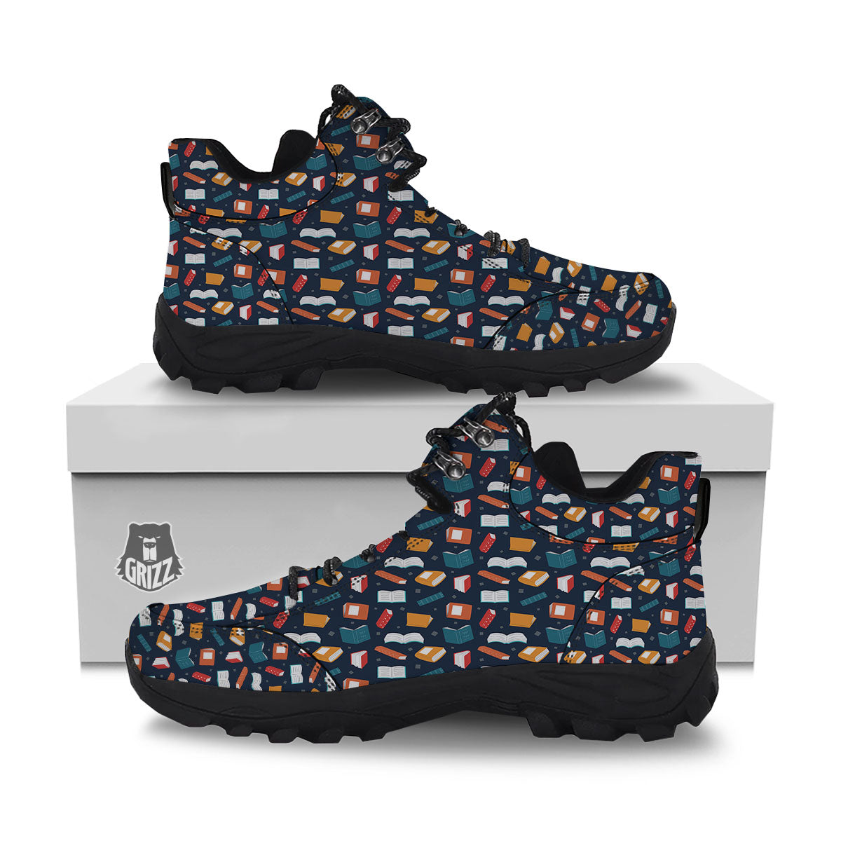 Library Reading Print Pattern Hiking Shoes-grizzshop