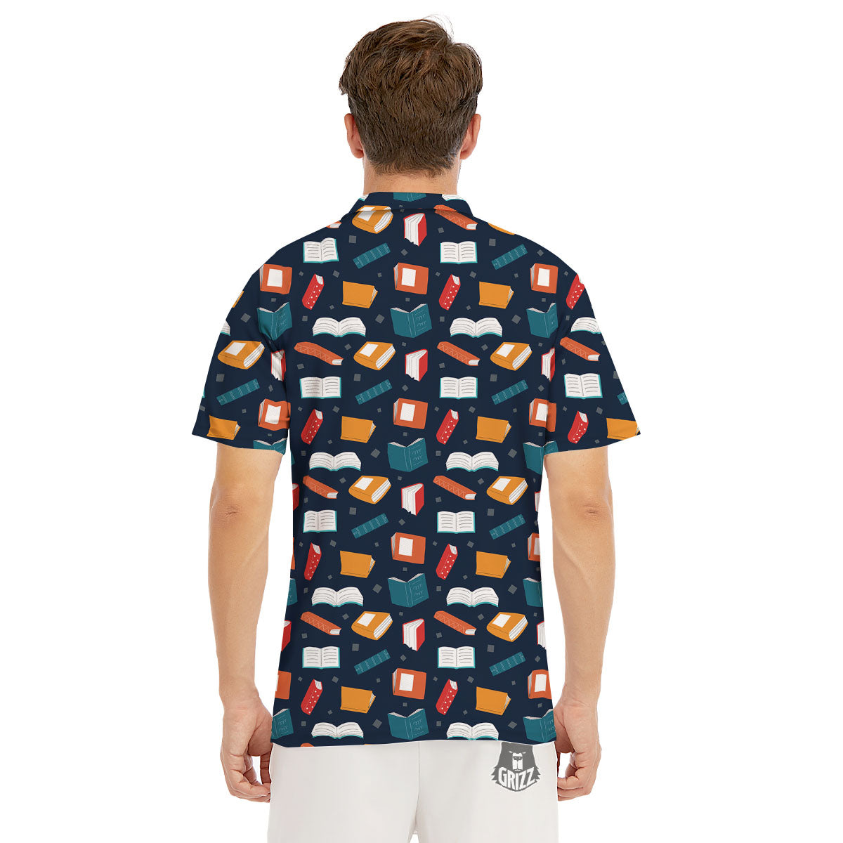 Library Reading Print Pattern Men's Golf Shirts-grizzshop