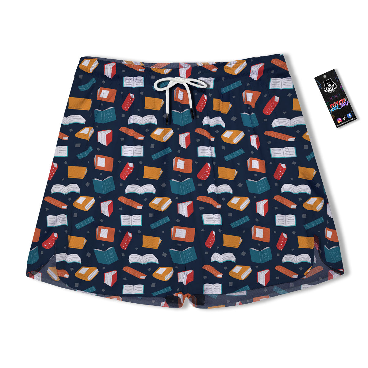 Library Reading Print Pattern Men's Running Shorts-grizzshop