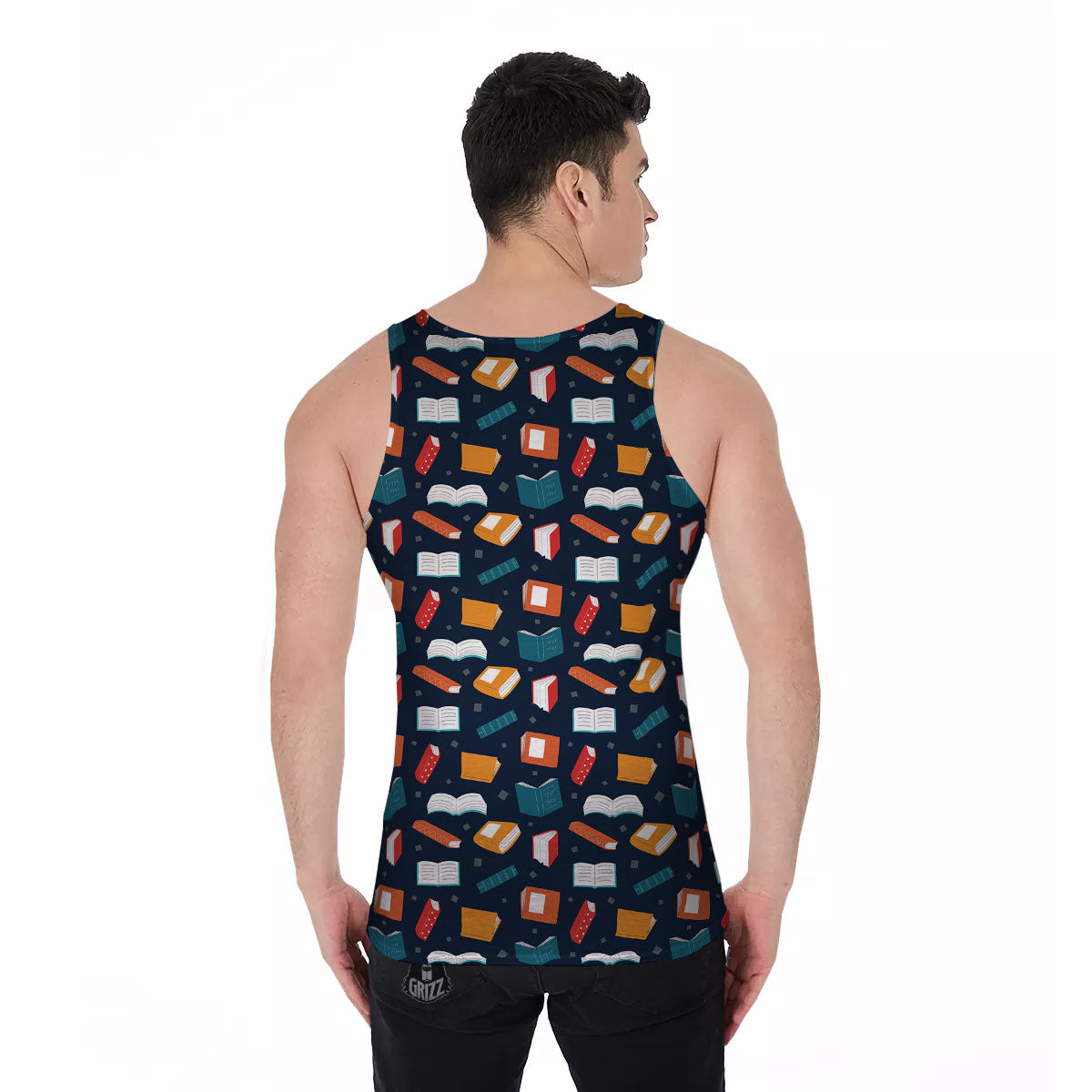 Library Reading Print Pattern Men's Tank Top-grizzshop