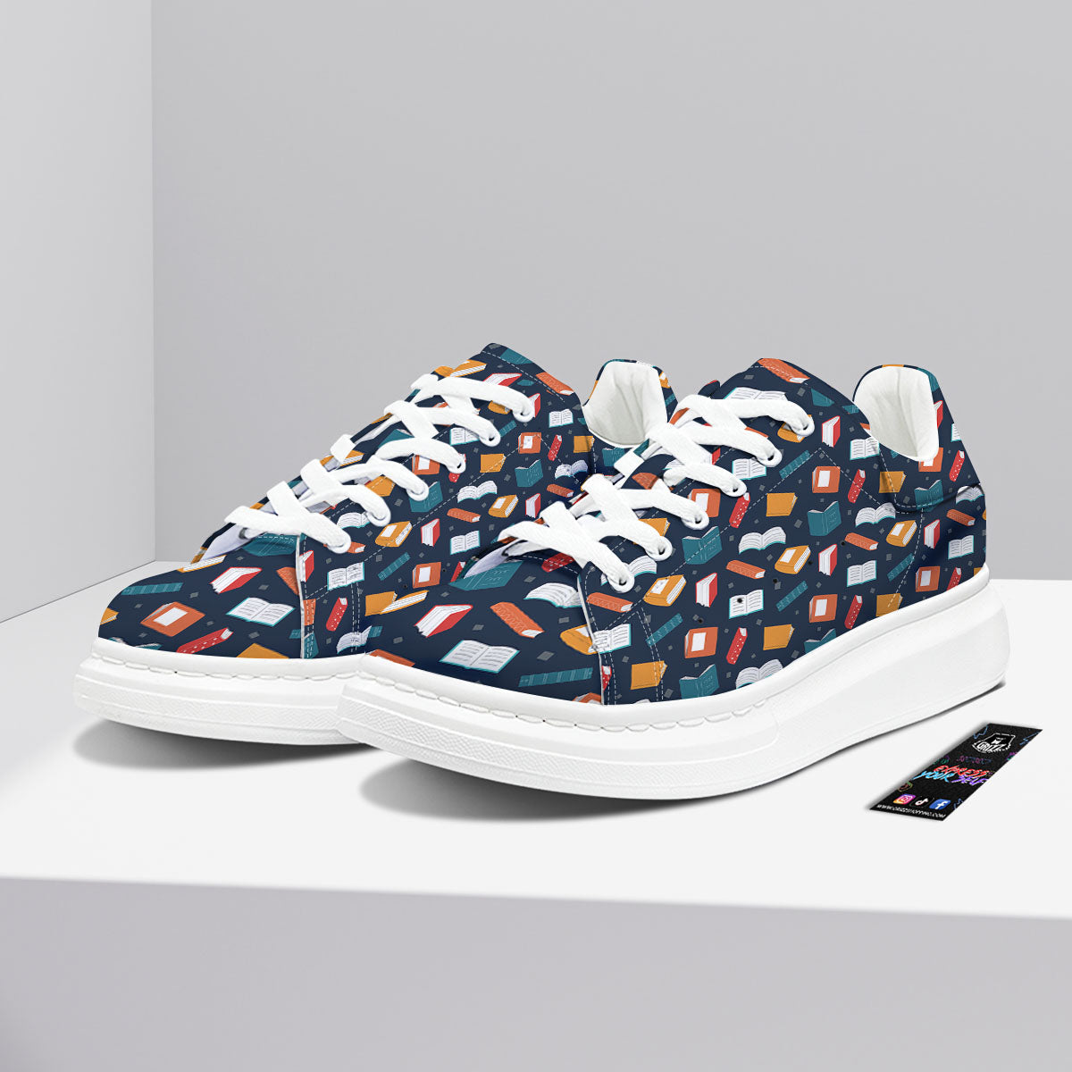 Library Reading Print Pattern Platform Shoes-grizzshop