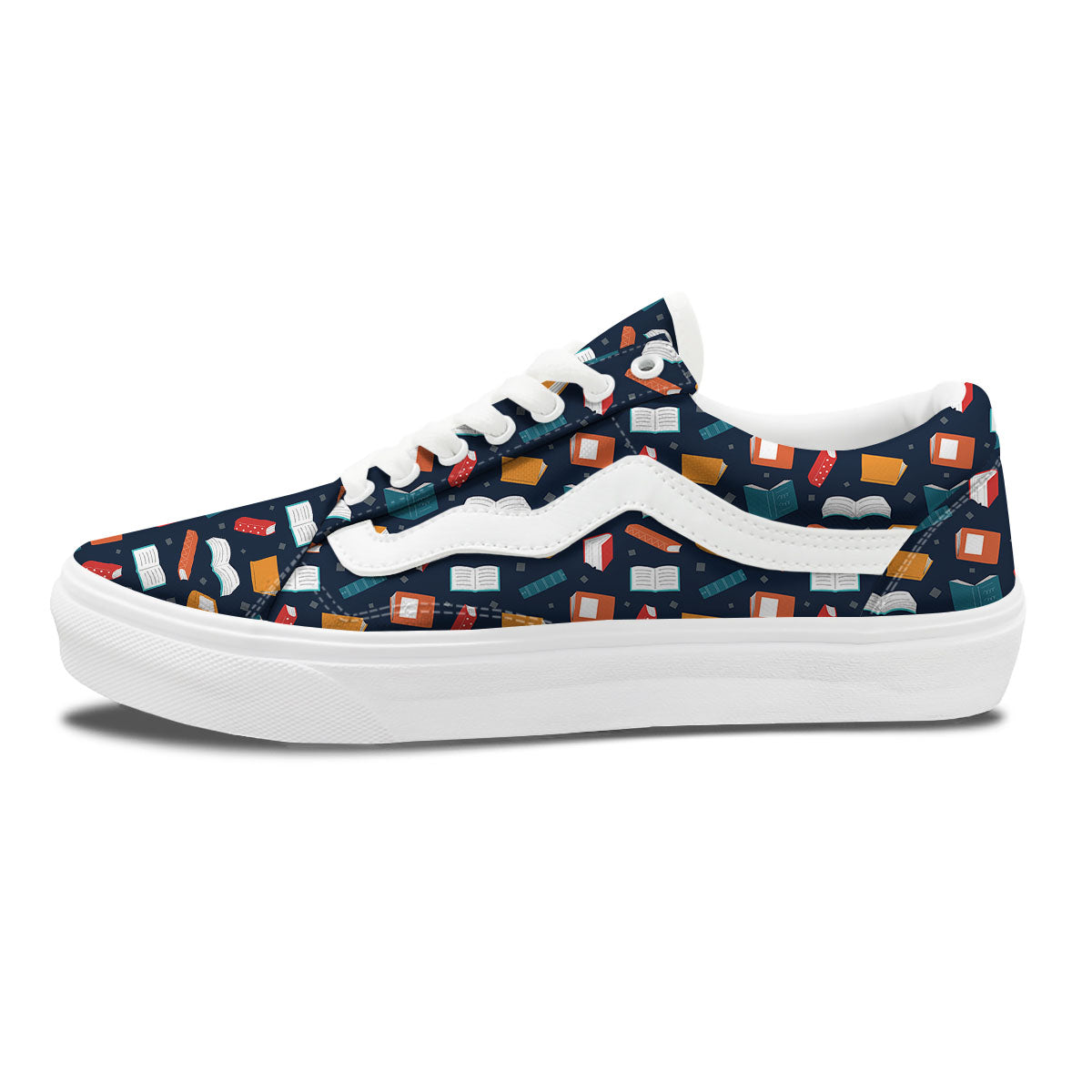 Library Reading Print Pattern Skate Shoes-grizzshop
