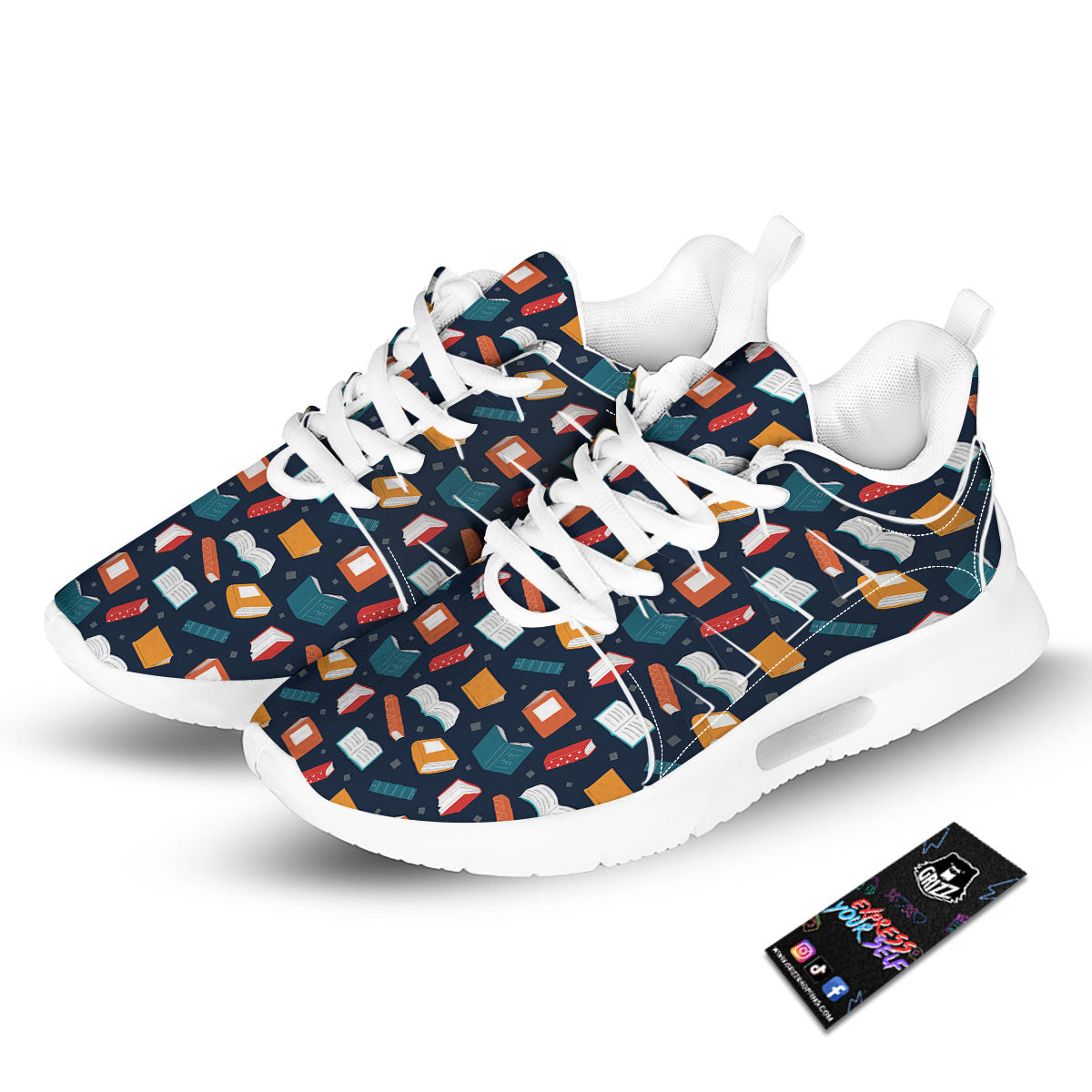 Library Reading Print Pattern Tennis Shoes-grizzshop