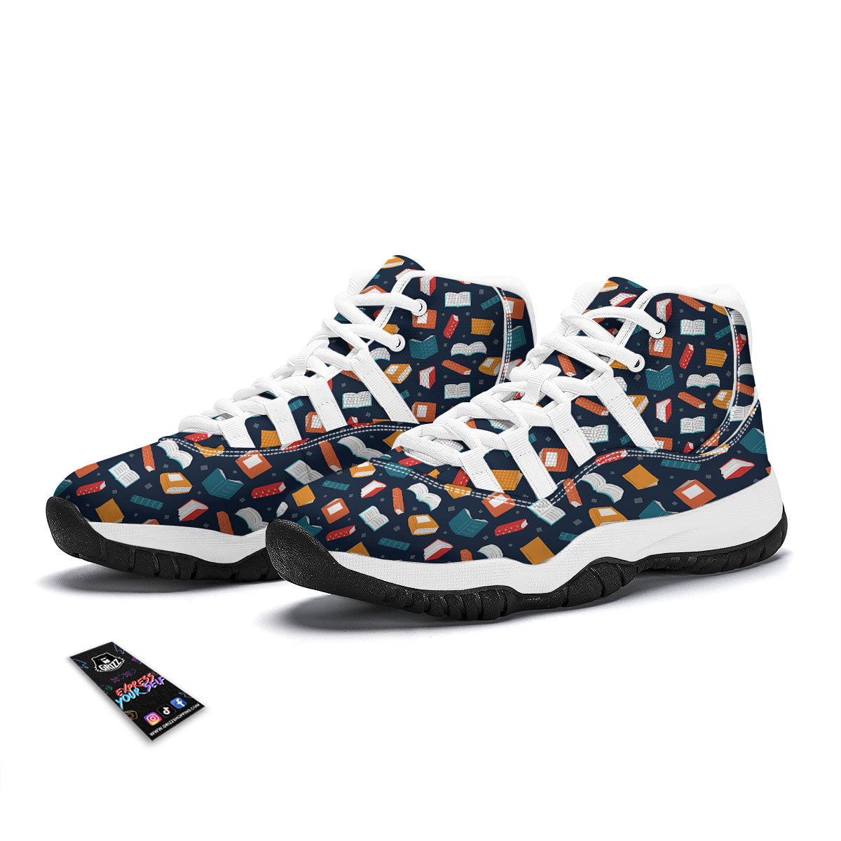 Library Reading Print Pattern White Bball Shoes-grizzshop