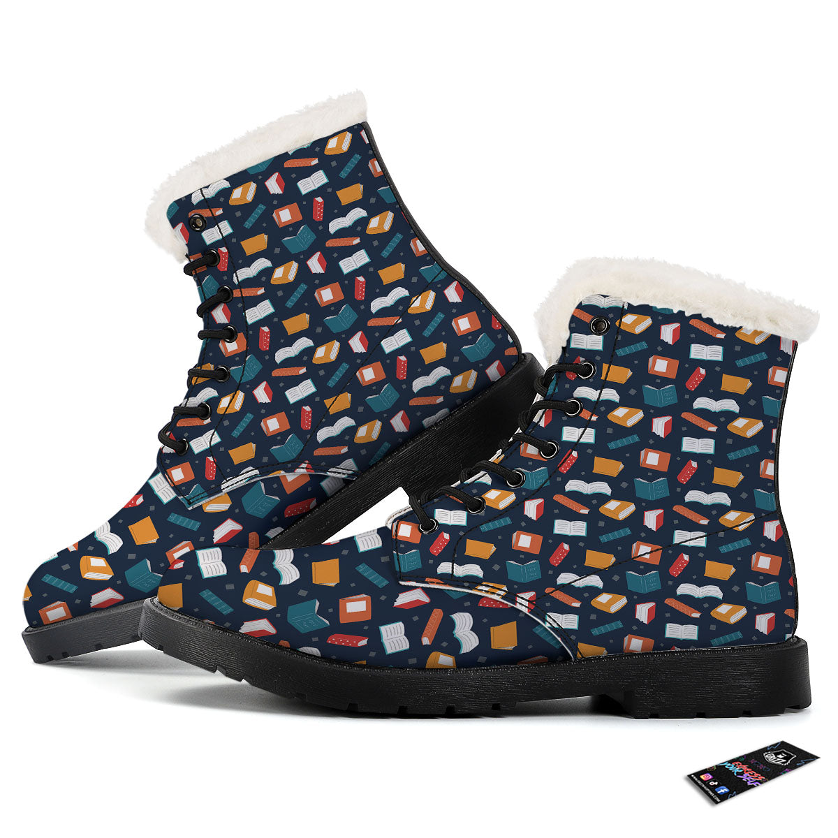 Library Reading Print Pattern Winter Boots-grizzshop