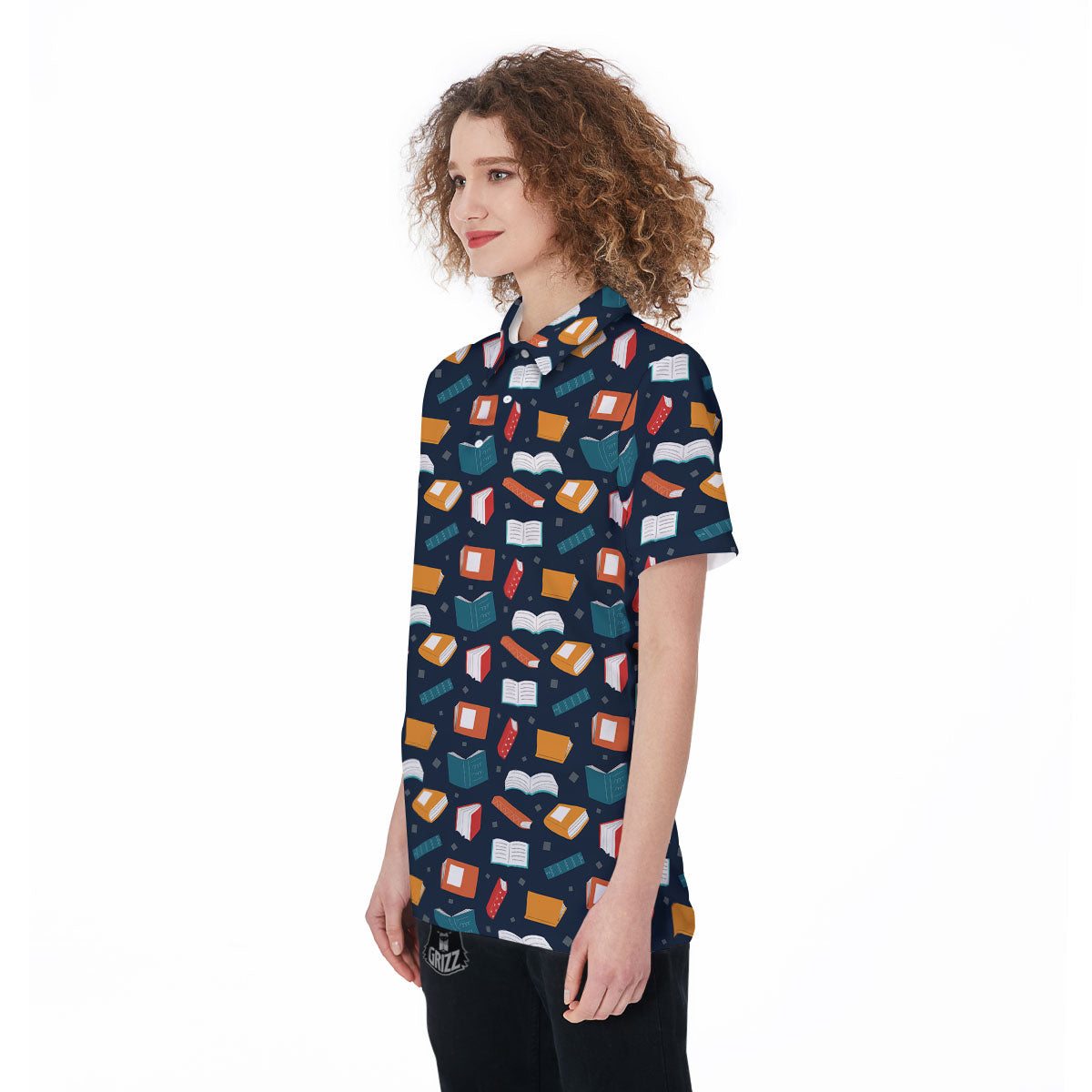 Library Reading Print Pattern Women's Golf Shirts-grizzshop
