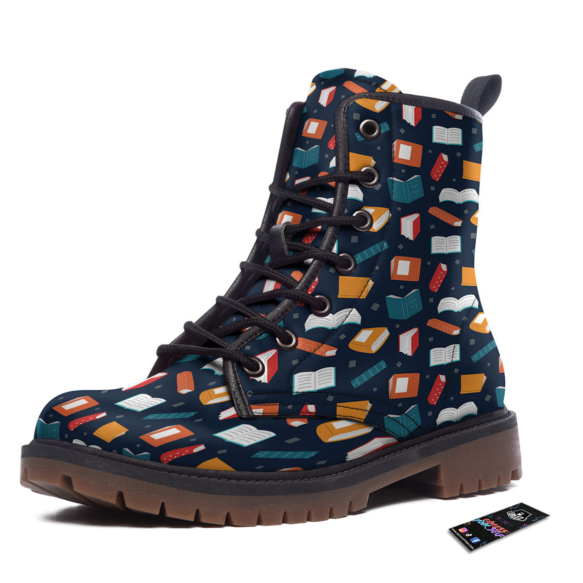 Library Reading Print Pattern Work Boots-grizzshop