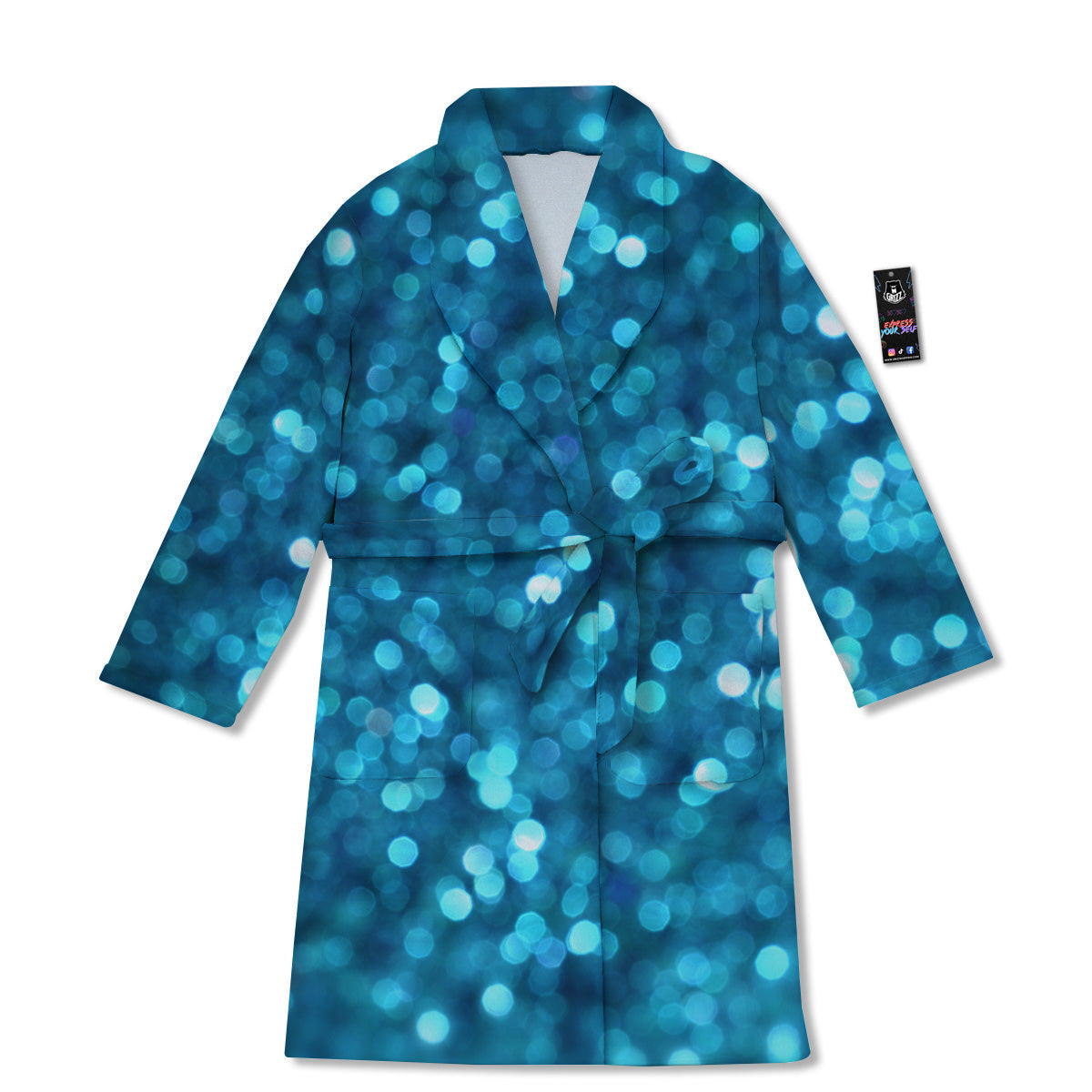 Light Blue Sparkle Print Bathrobe-grizzshop