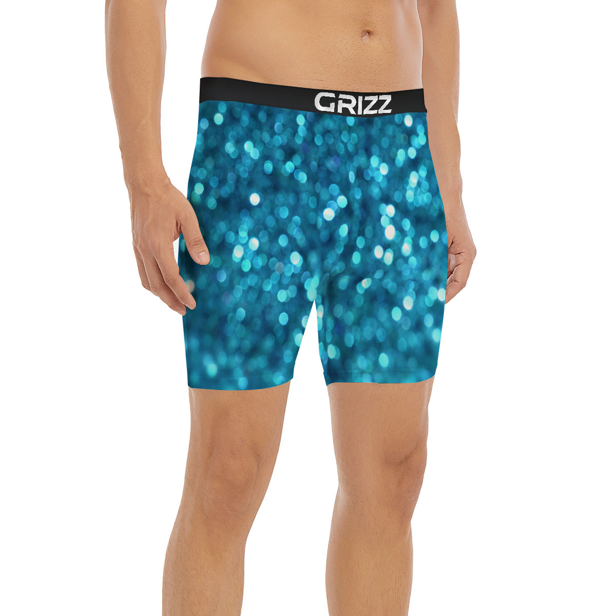 Light Blue Sparkle Print Boxer Briefs-grizzshop