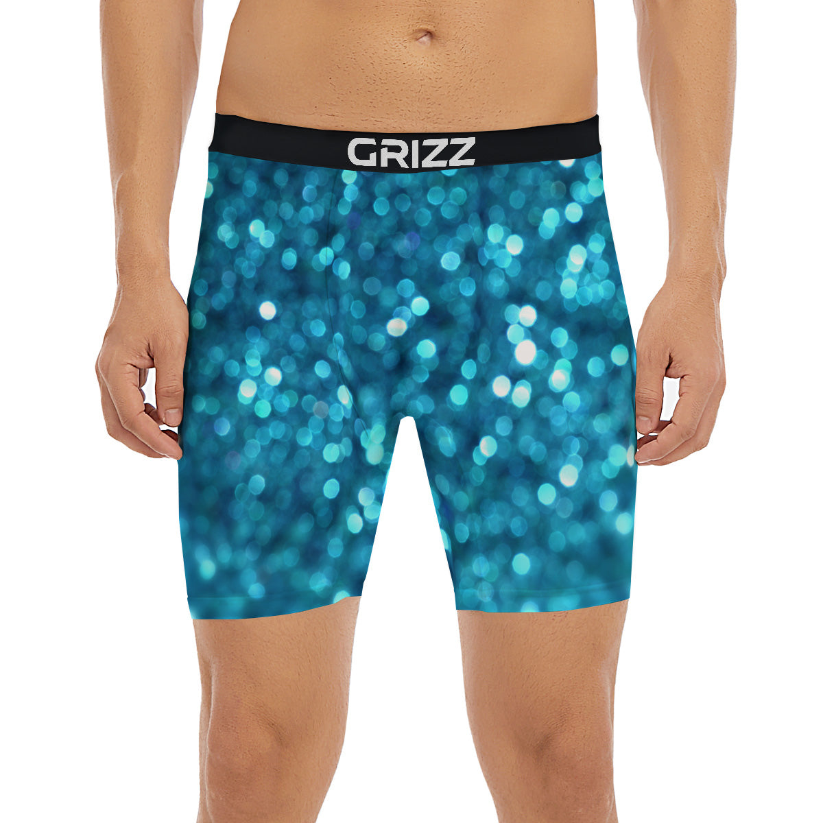 Light Blue Sparkle Print Boxer Briefs-grizzshop