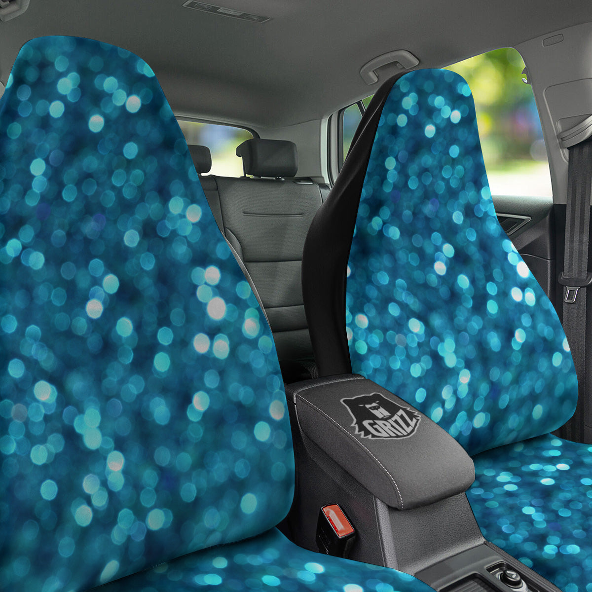 Light Blue Sparkle Print Car Seat Covers-grizzshop
