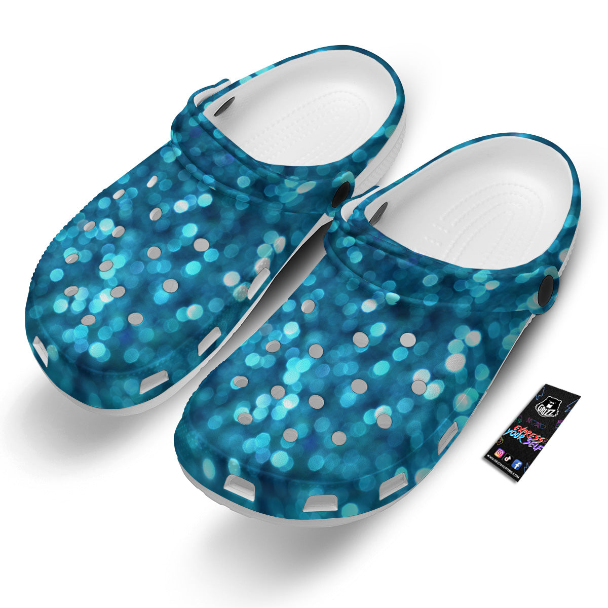 Light Blue Sparkle Print Clog-grizzshop