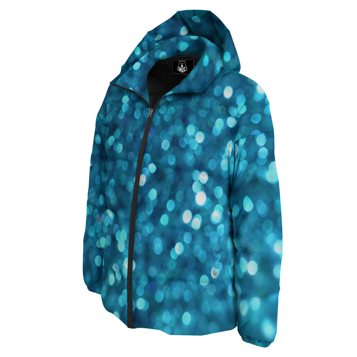 Light Blue Sparkle Print Down Jacket-grizzshop