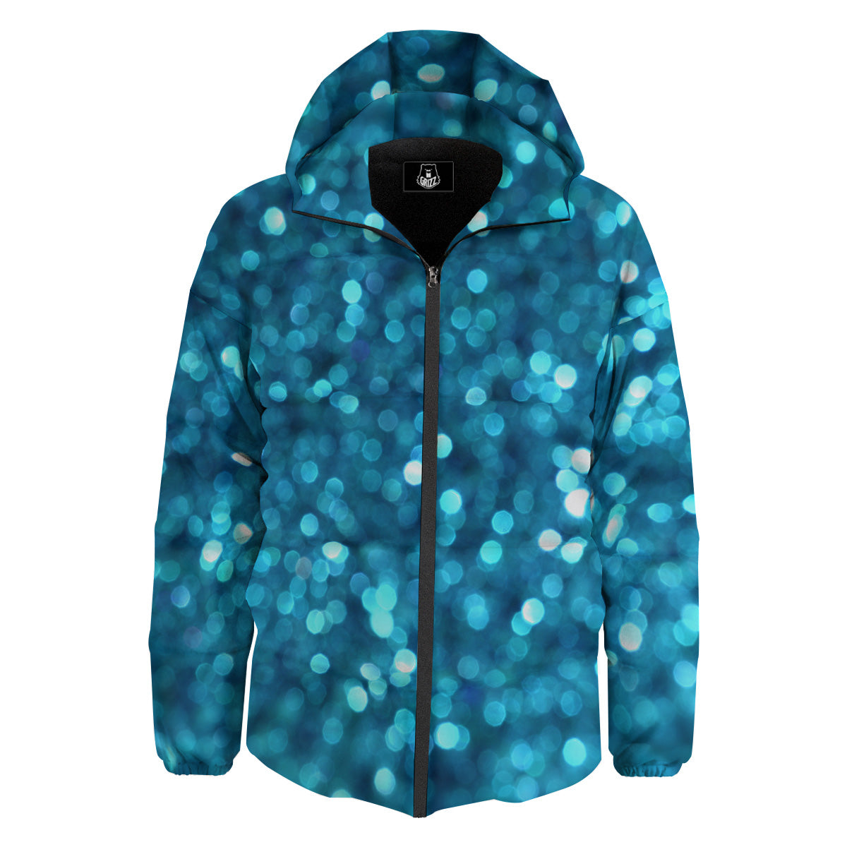 Light Blue Sparkle Print Down Jacket-grizzshop