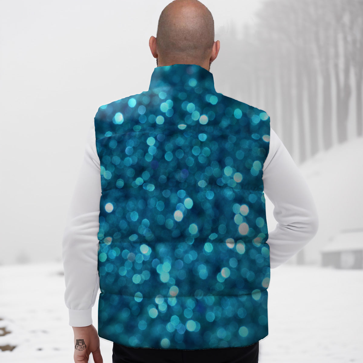 Light Blue Sparkle Print Down Vest