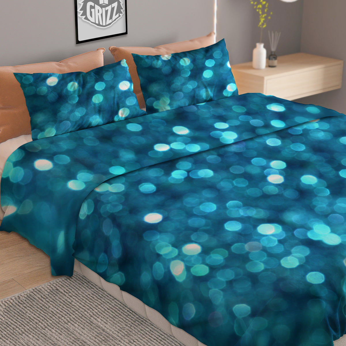 Jeans Geometric Denim Print Pattern Duvet Cover Bedding Set