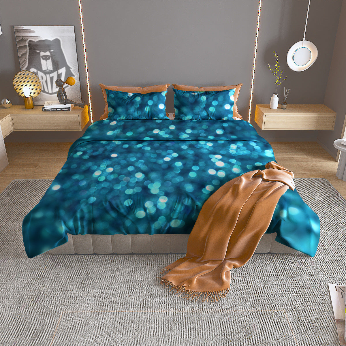 Jeans Geometric Denim Print Pattern Duvet Cover Bedding Set
