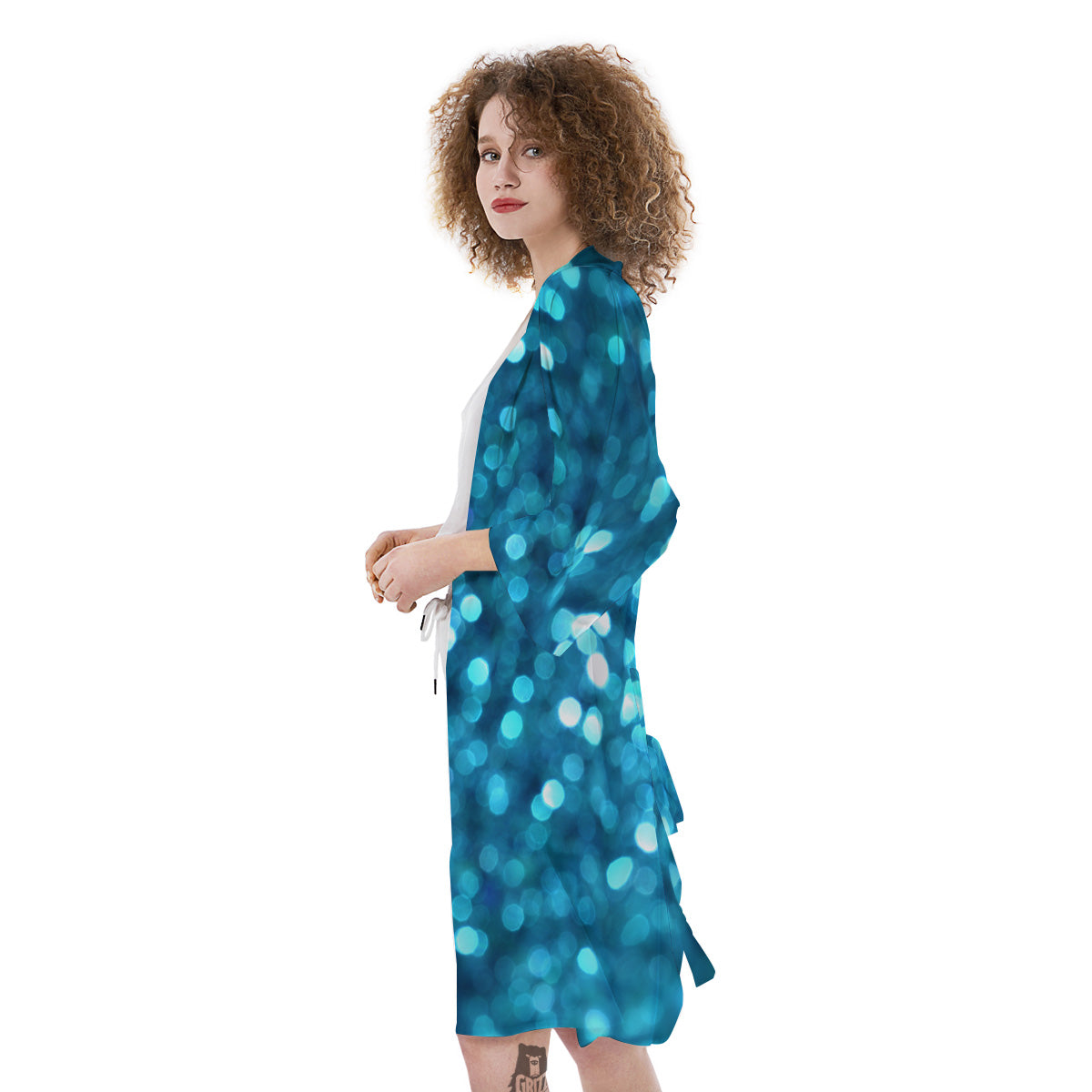 Light Blue Sparkle Print Kimono-grizzshop