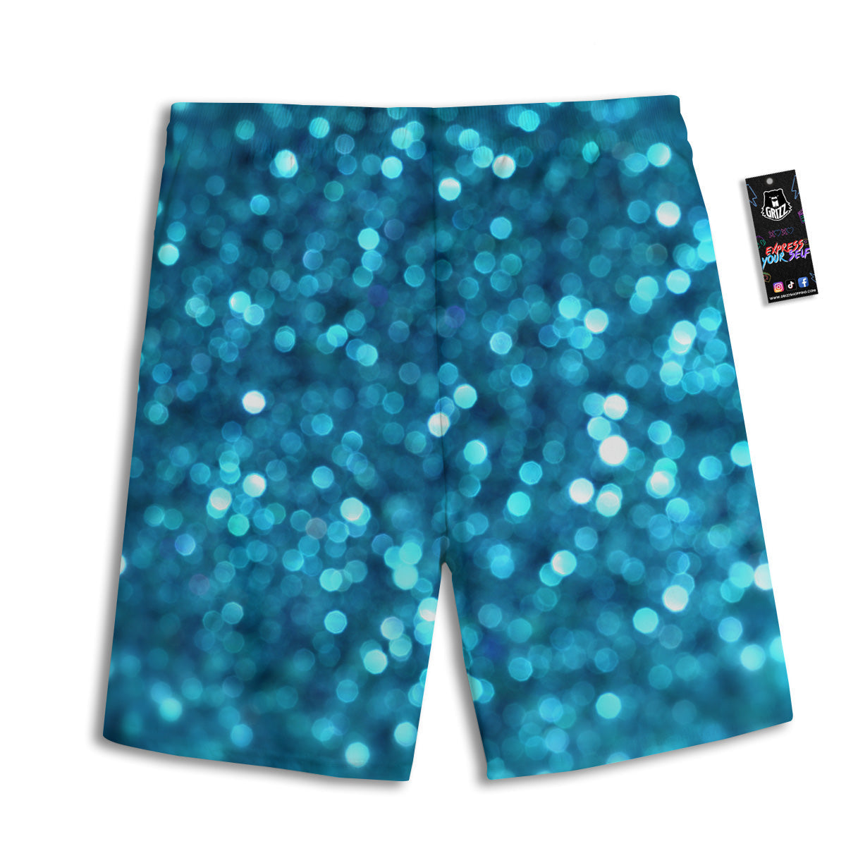 Light Blue Sparkle Print Men's Athletic Shorts