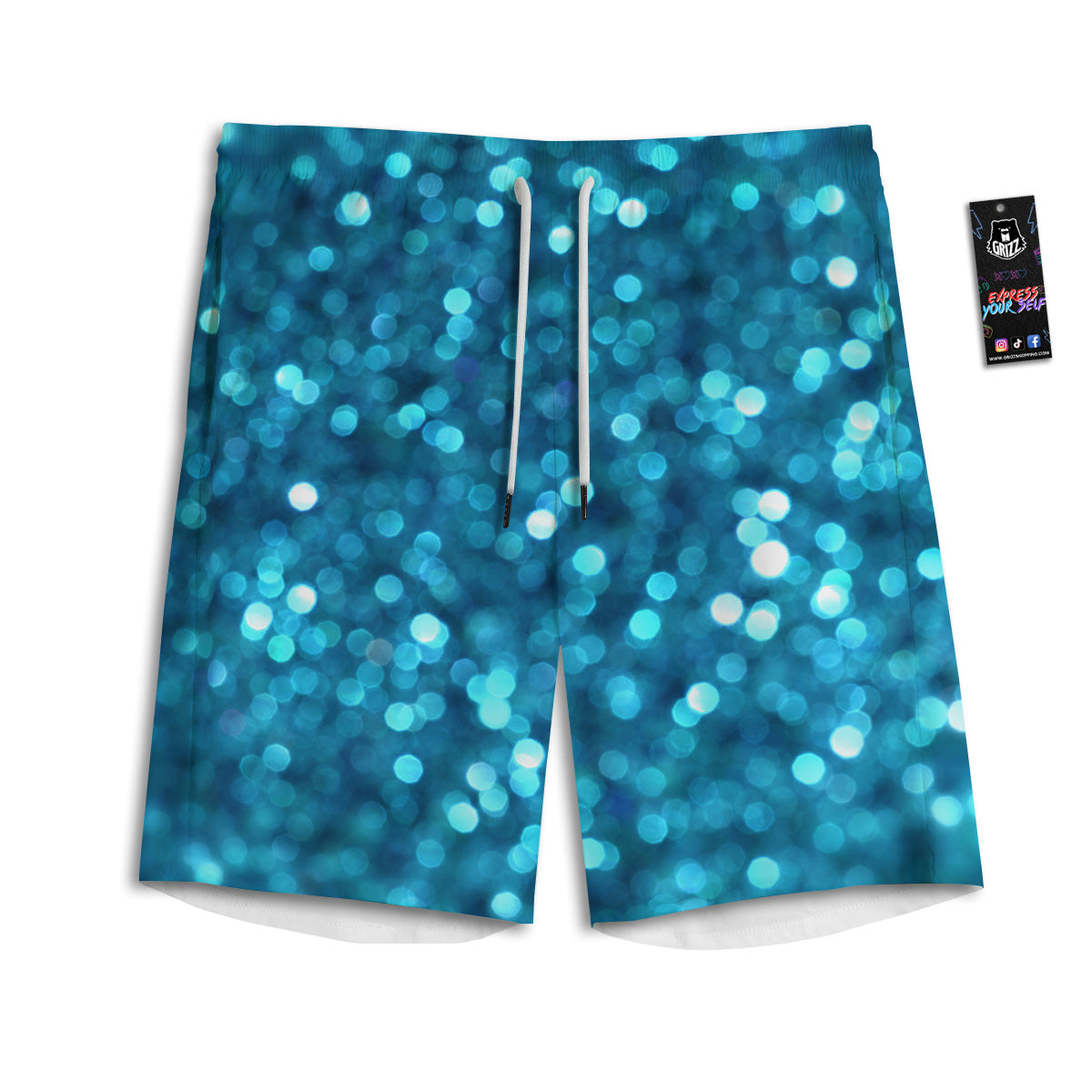 Light Blue Sparkle Print Men's Athletic Shorts