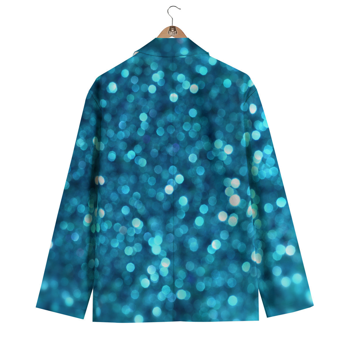 Light Blue Sparkle Print Men's Blazer-grizzshop