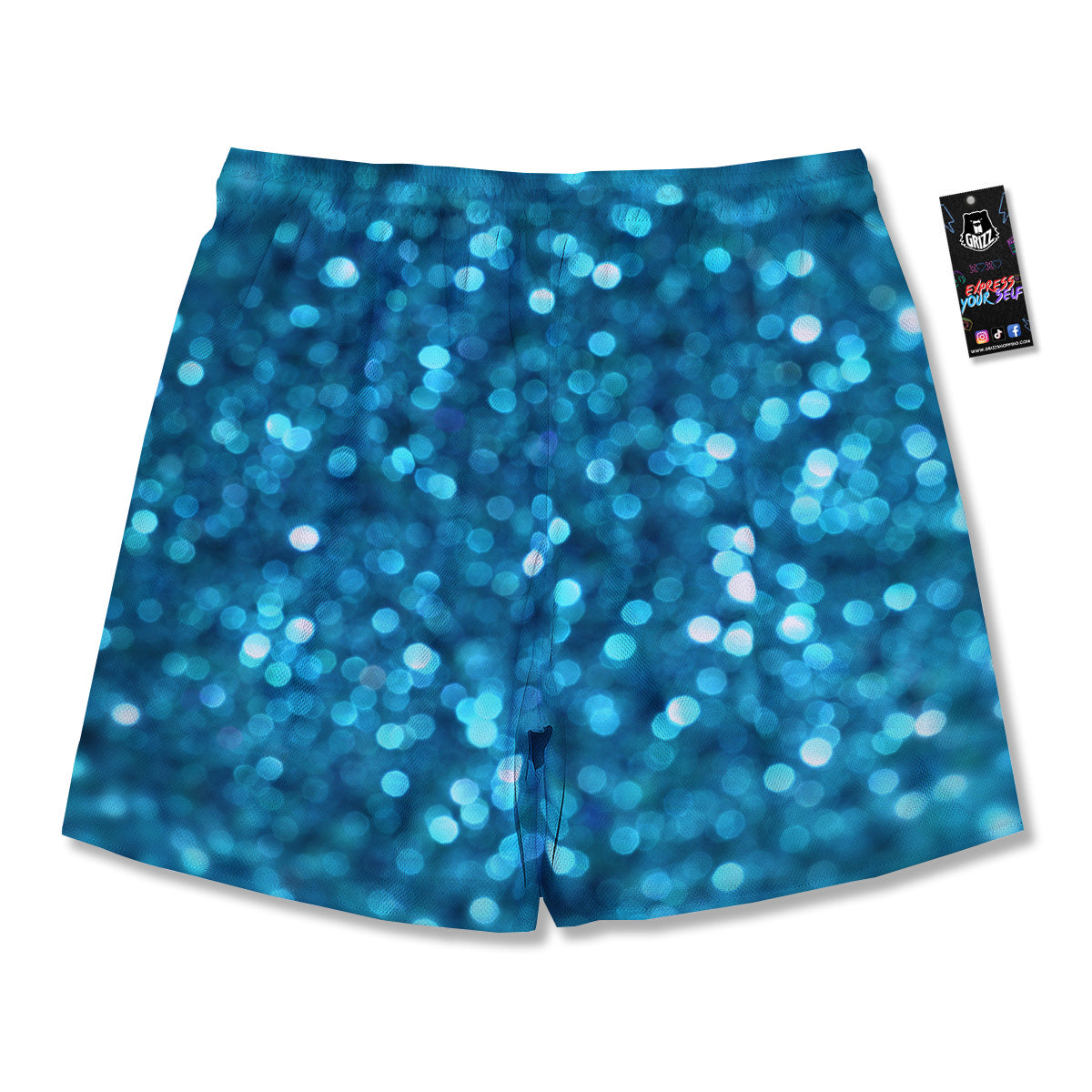 Light Blue Sparkle Print Men's Running Shorts-grizzshop