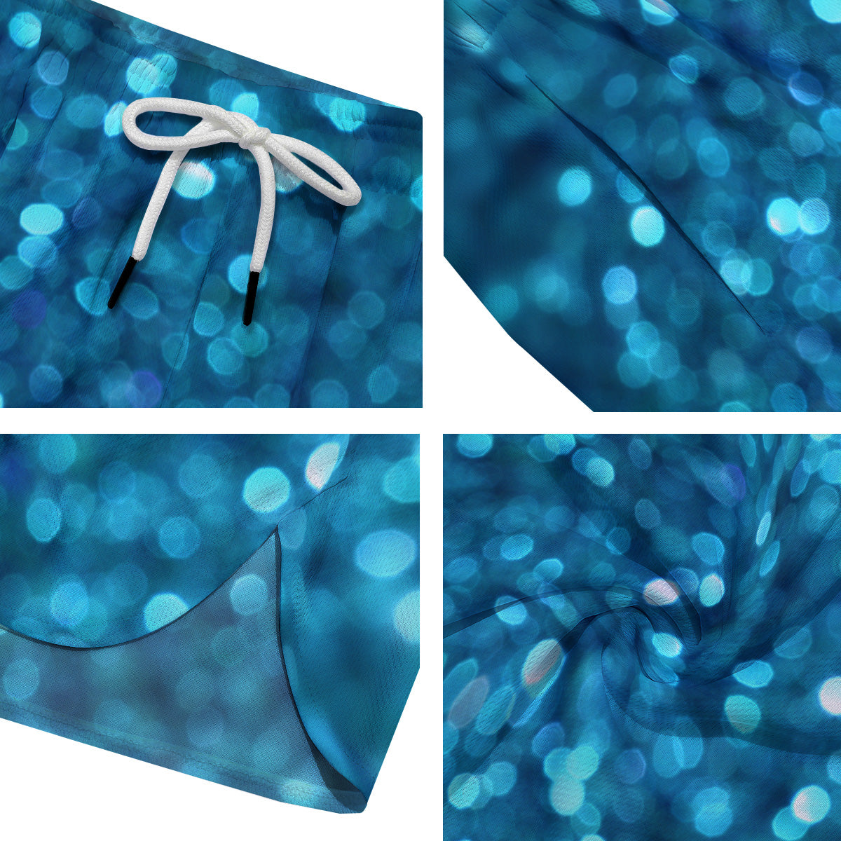 Light Blue Sparkle Print Men's Running Shorts-grizzshop