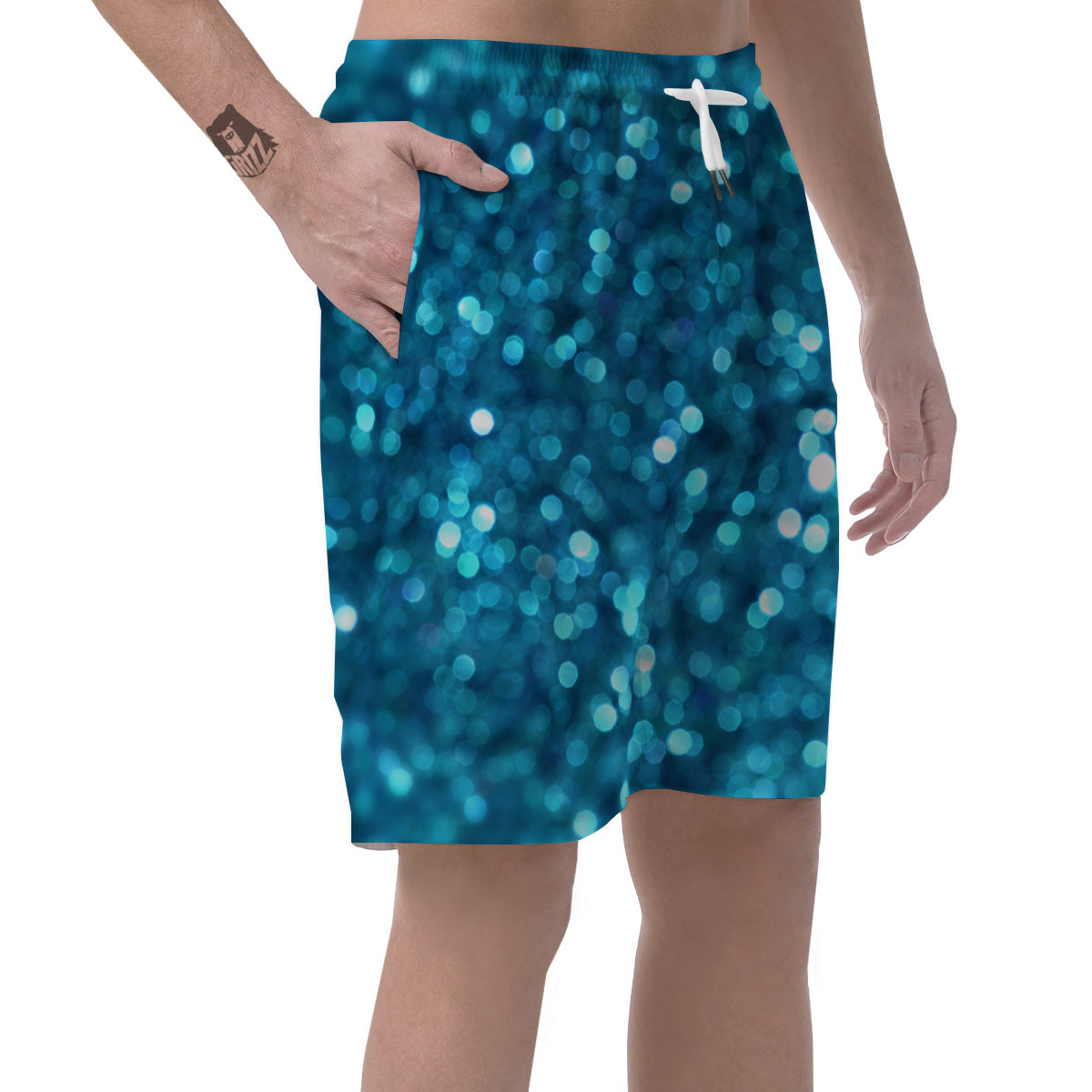 Light Blue Sparkle Print Men's Shorts-grizzshop