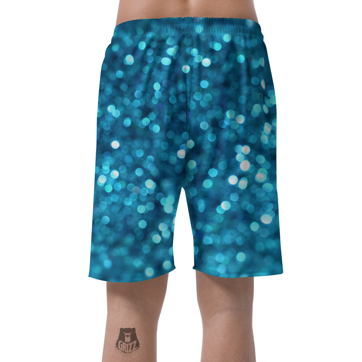 Light Blue Sparkle Print Men's Shorts-grizzshop