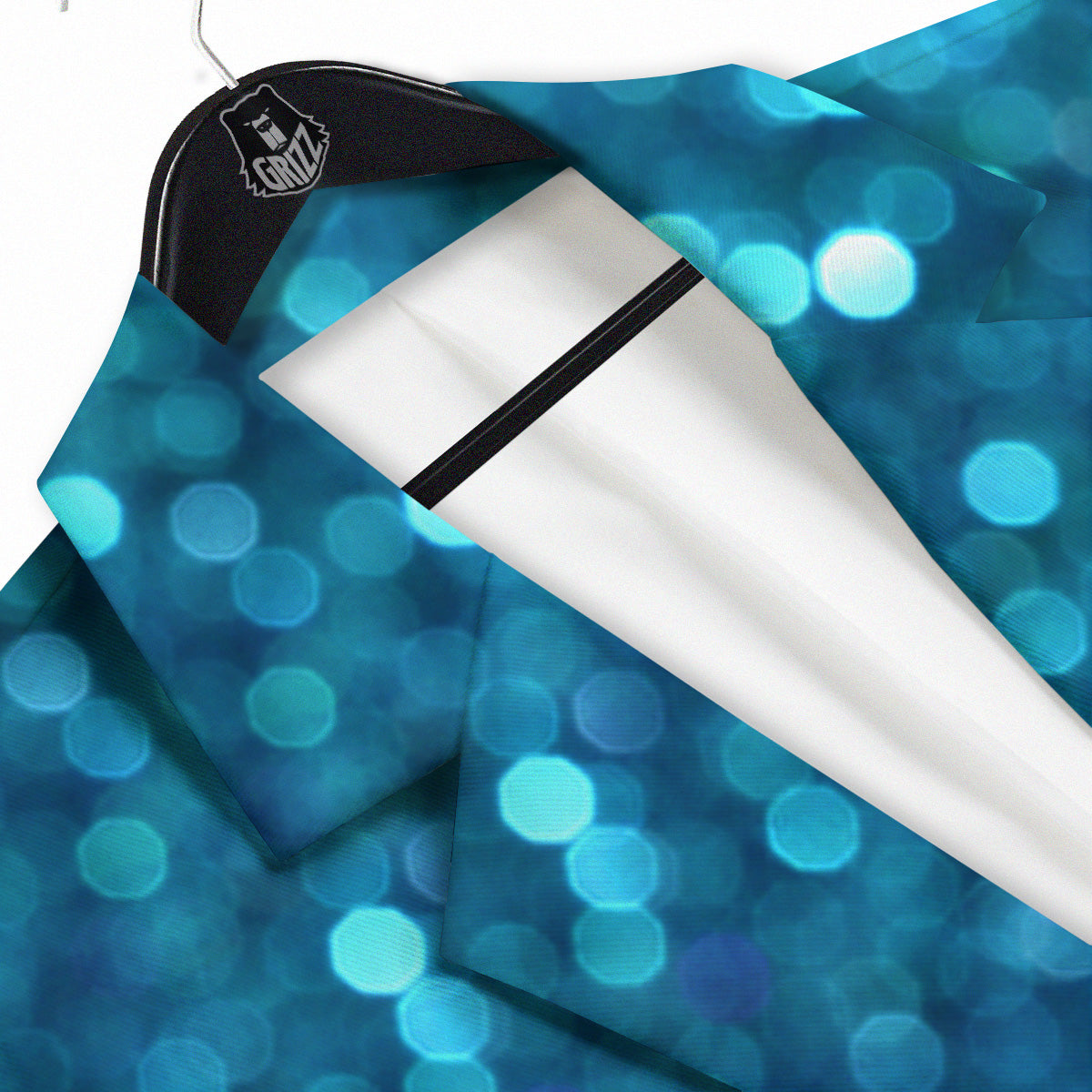 Light Blue Sparkle Print Men's Sport Coat-grizzshop