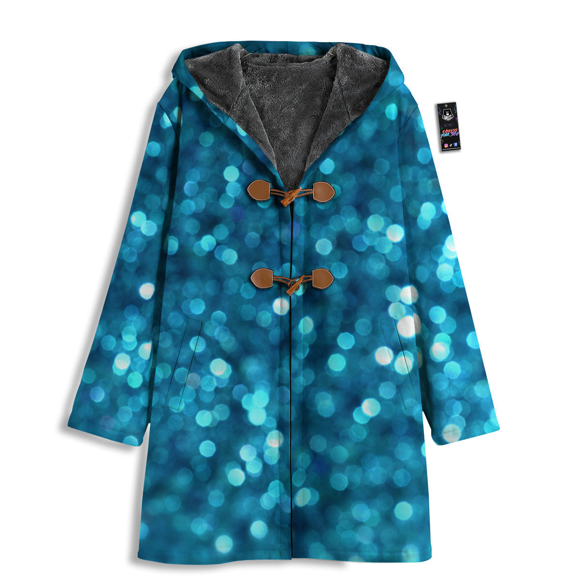 Light Blue Sparkle Print Men's Windbreaker Jacket-grizzshop