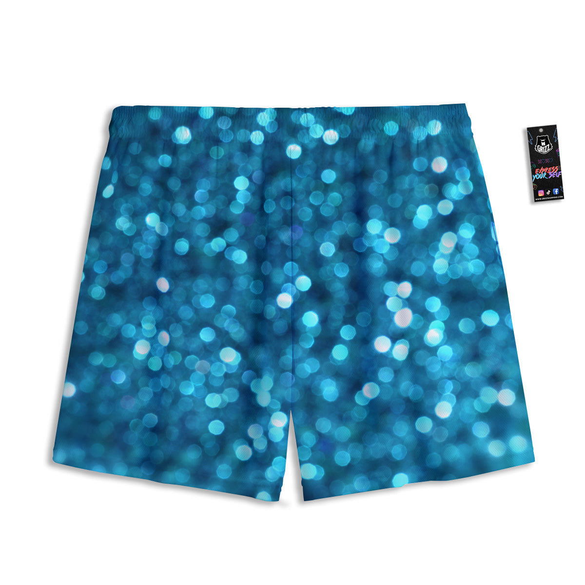 Jeans Geometric Denim Print Pattern Mesh Shorts