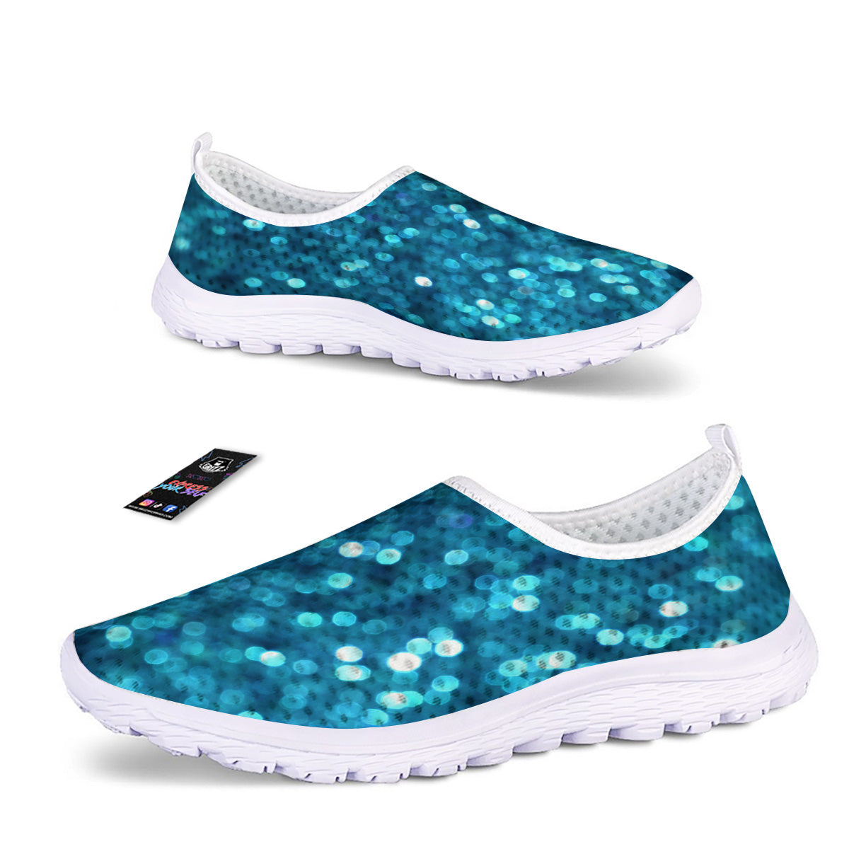 Light Blue Sparkle Print Nurse Shoes-grizzshop