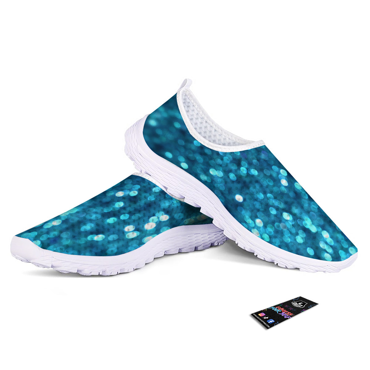 Light Blue Sparkle Print Nurse Shoes-grizzshop