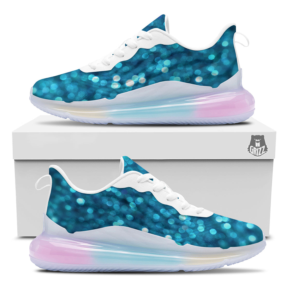 Light Blue Sparkle Print Running Sneakers-grizzshop